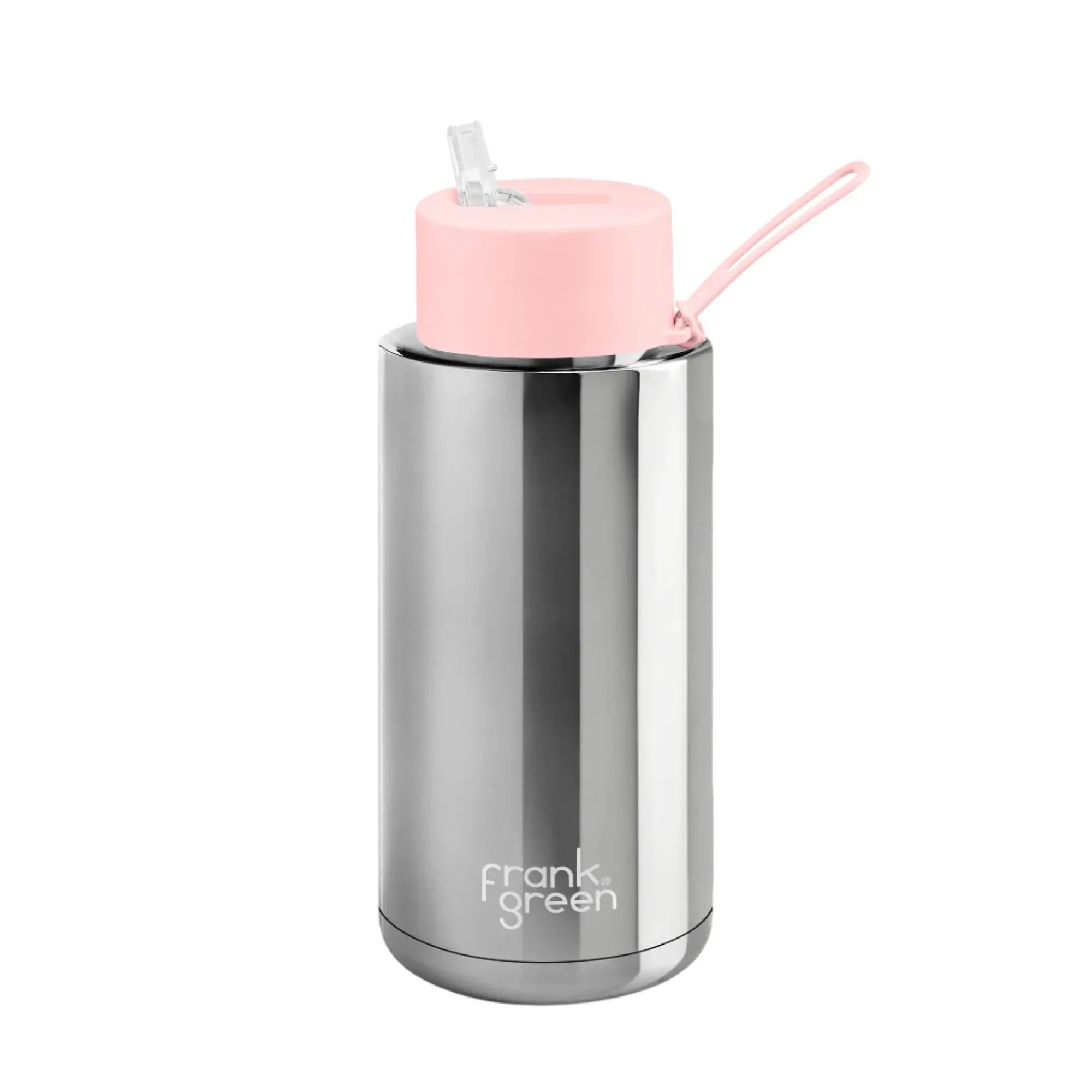 Frank Green - Reusable Straw Bottle 34oz/1L Chrome Silver