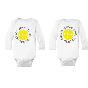 Future Mommy Or Daddy Pickleball Partner | Infant Long Sleeve Onesie | 100% Cotton