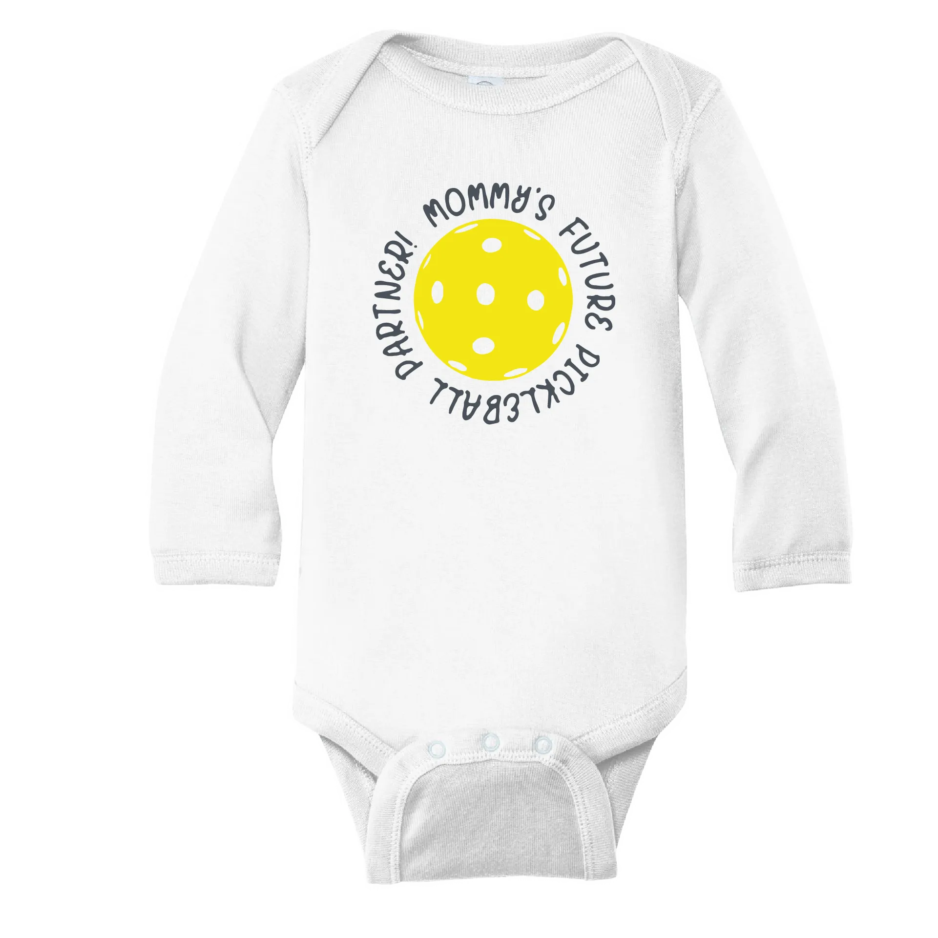 Future Mommy Or Daddy Pickleball Partner | Infant Long Sleeve Onesie | 100% Cotton