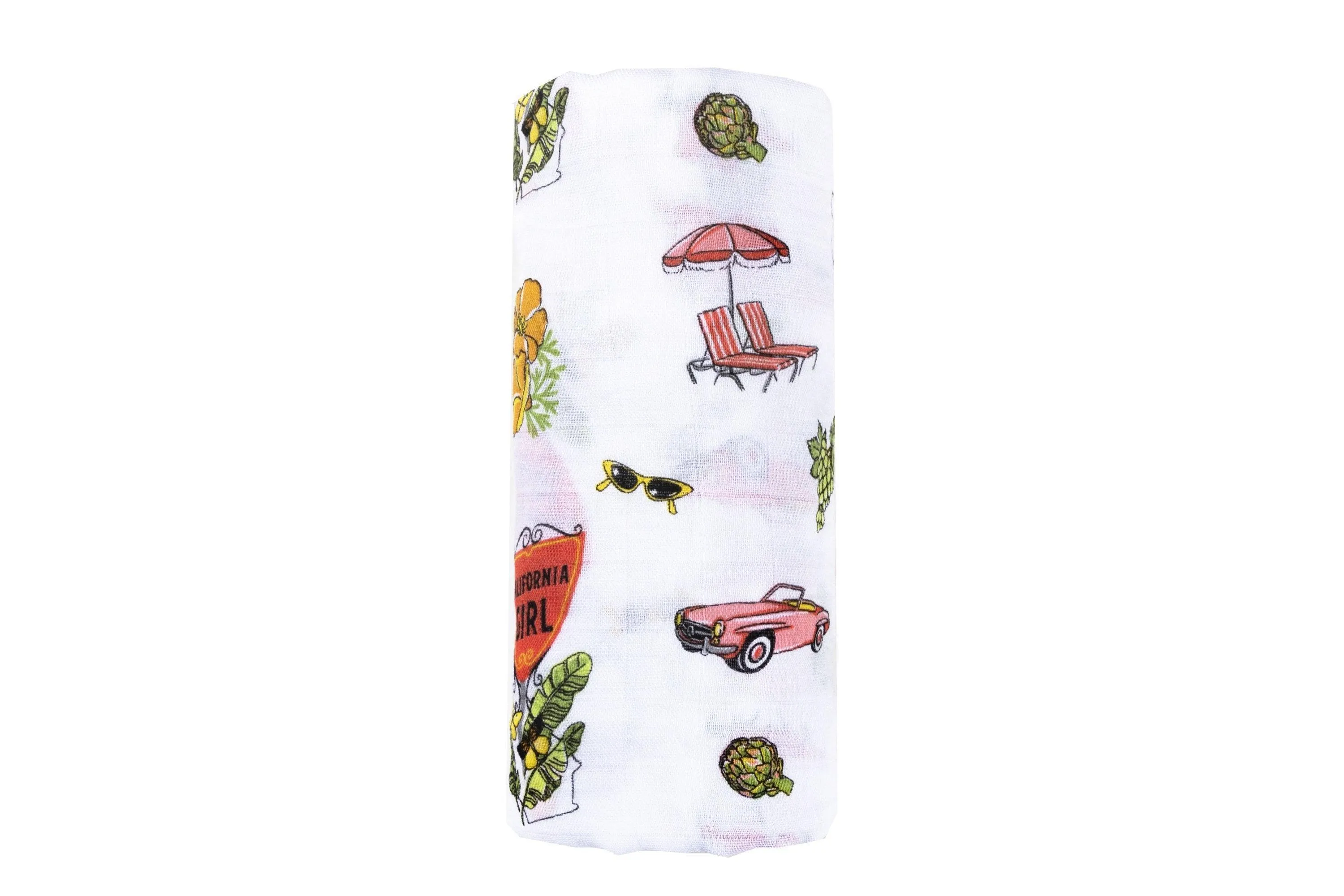 Gift Set: California Girl Muslin Swaddle Blanket and Burp Cloth/Bib Combo