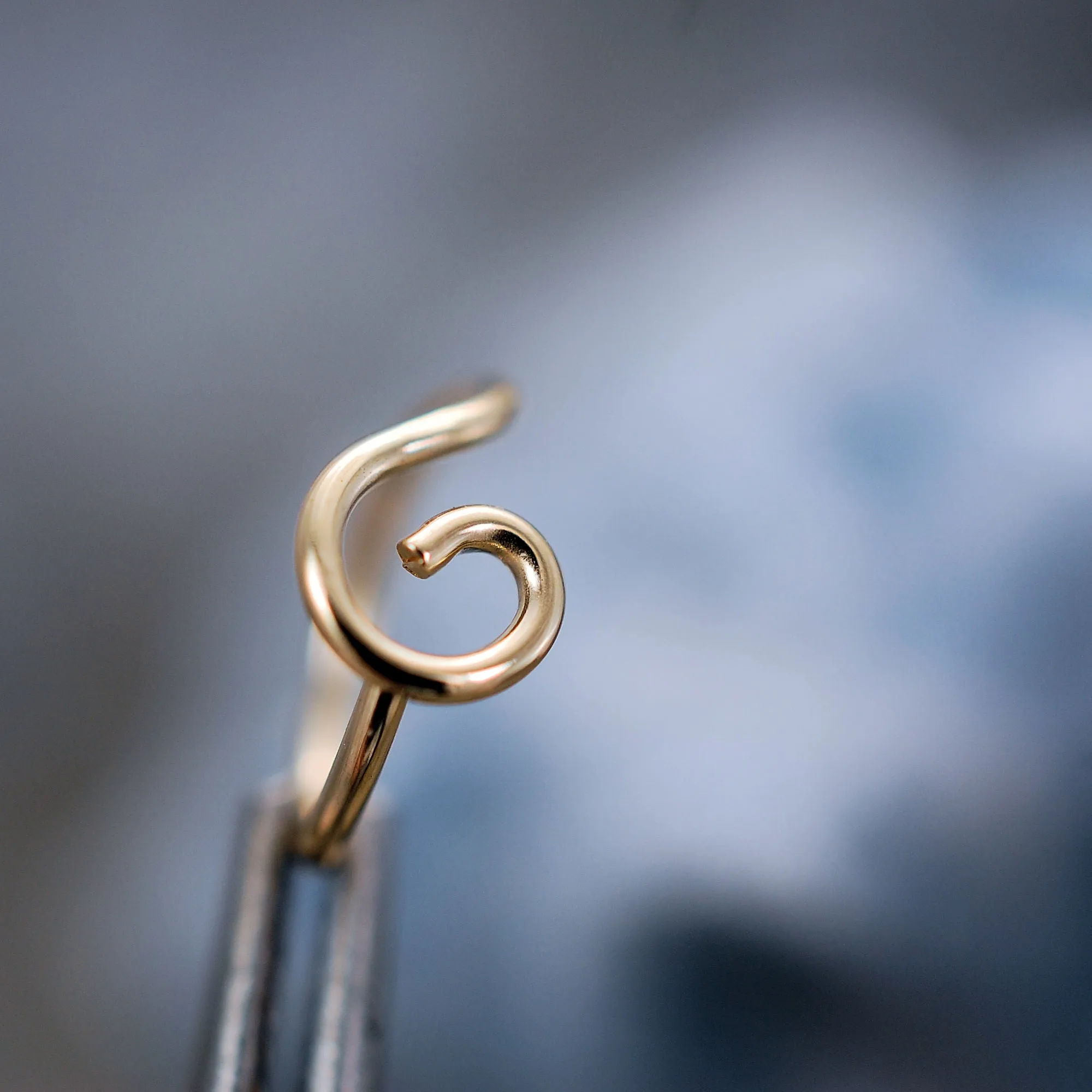 Gold Nose Ring - Organic Open Spiral