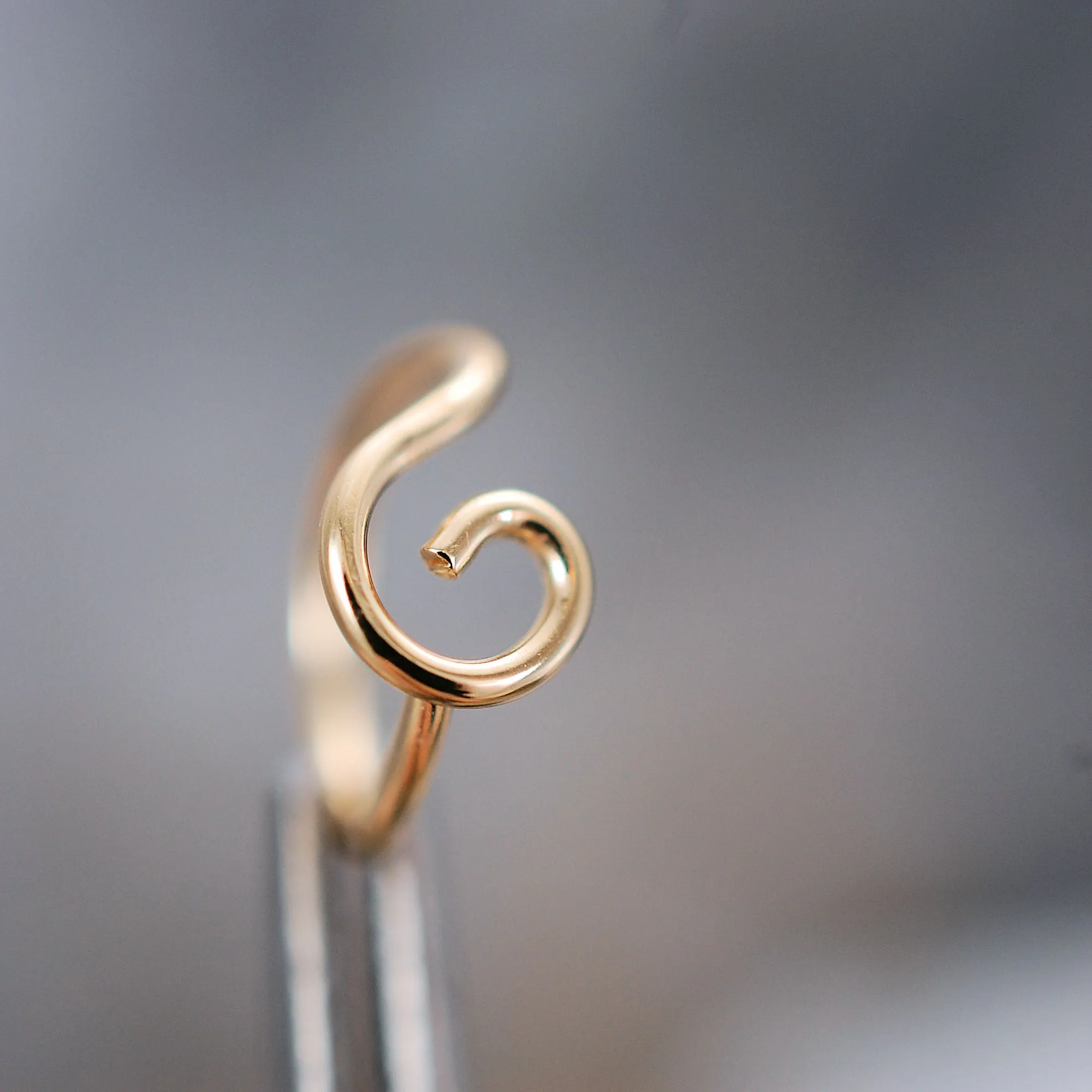 Gold Nose Ring - Organic Open Spiral