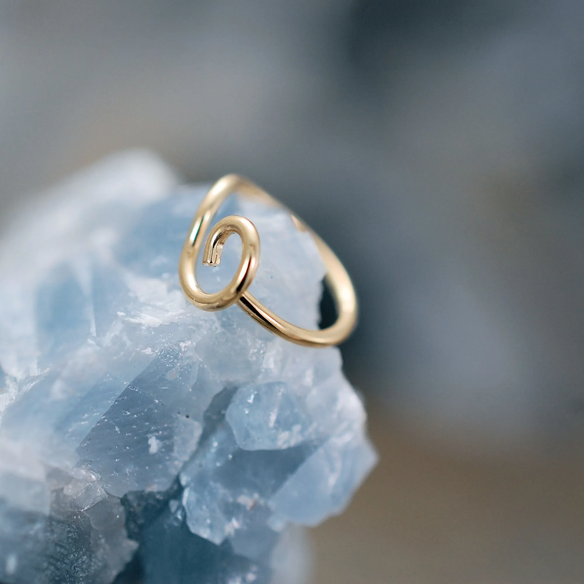 Gold Nose Ring - Organic Open Spiral