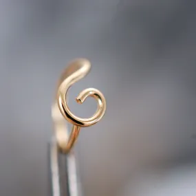 Gold Nose Ring - Organic Open Spiral