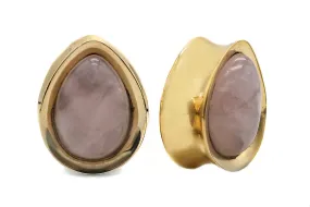 Golden Rose Quartz Teardrop Plugs