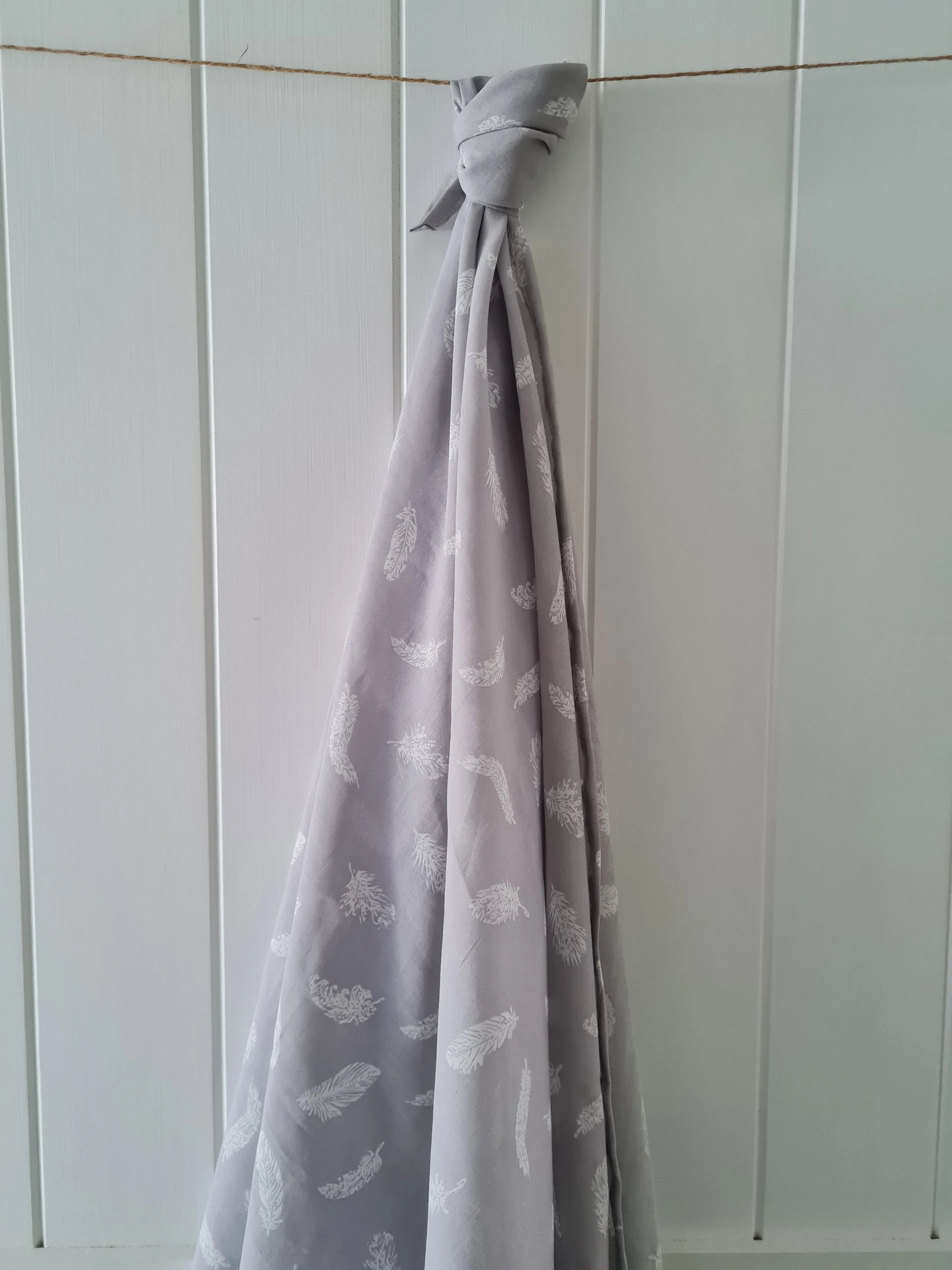 Grey Feather Cotton Muslin Swaddle ( Pre Order - Dispatches in 10 - 12 days)