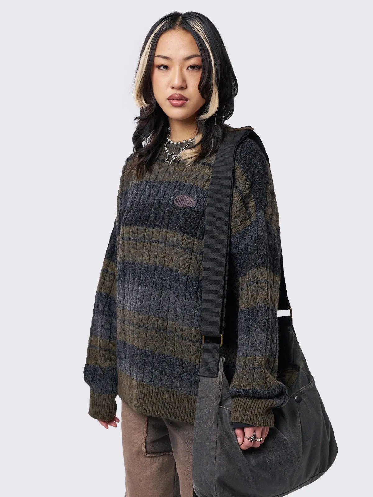 Grizel Striped Cable Knit Jumper