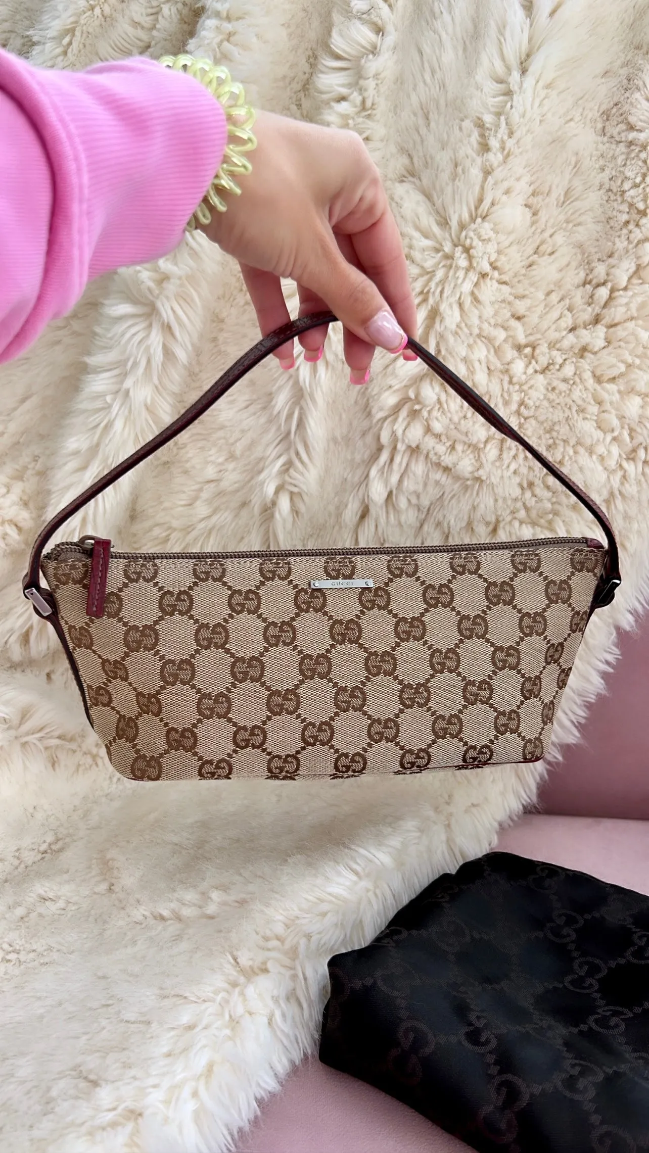 GUCCI Baguette GG Monogram Mini Bag