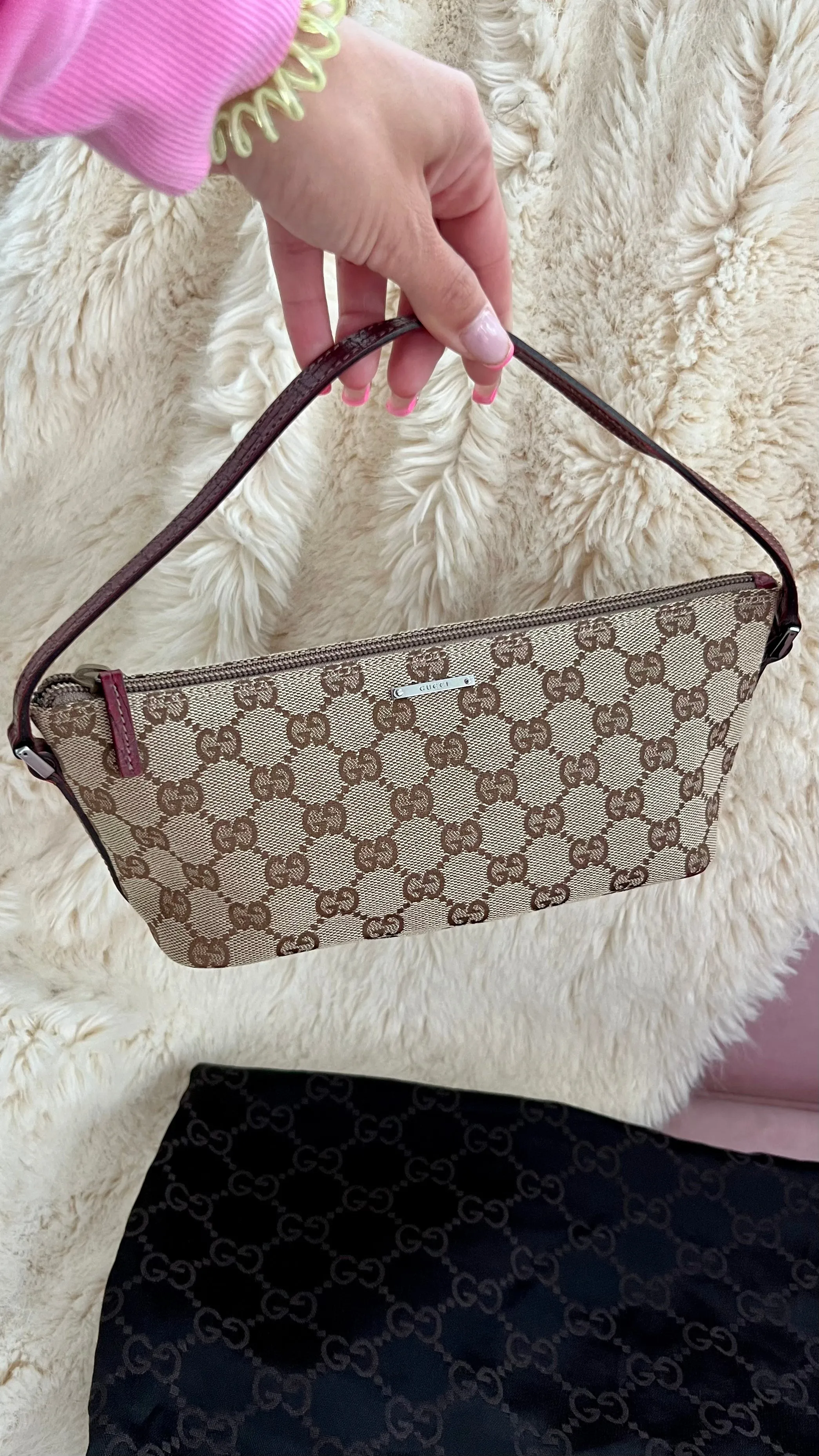 GUCCI Baguette GG Monogram Mini Bag