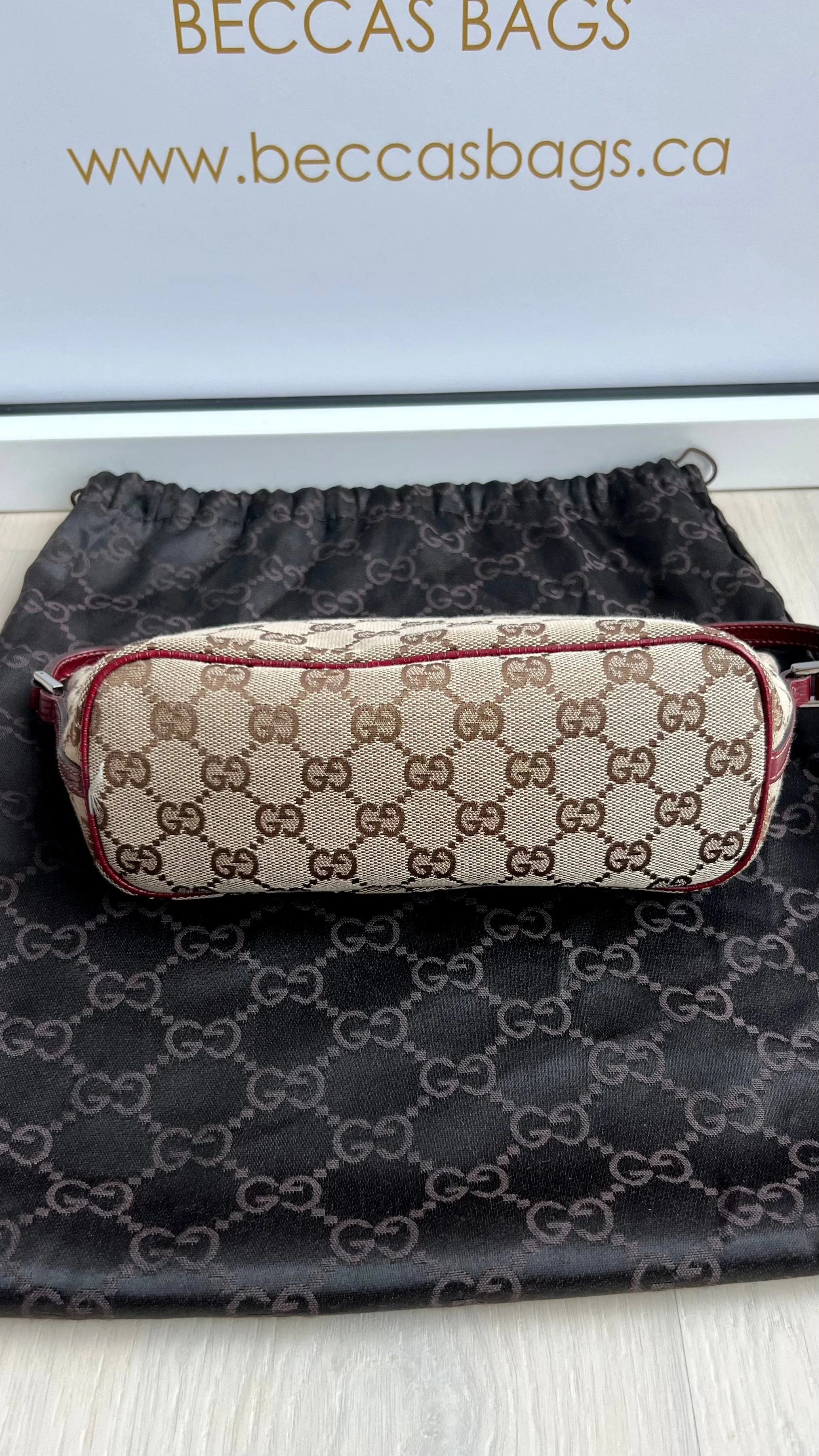 GUCCI Baguette GG Monogram Mini Bag