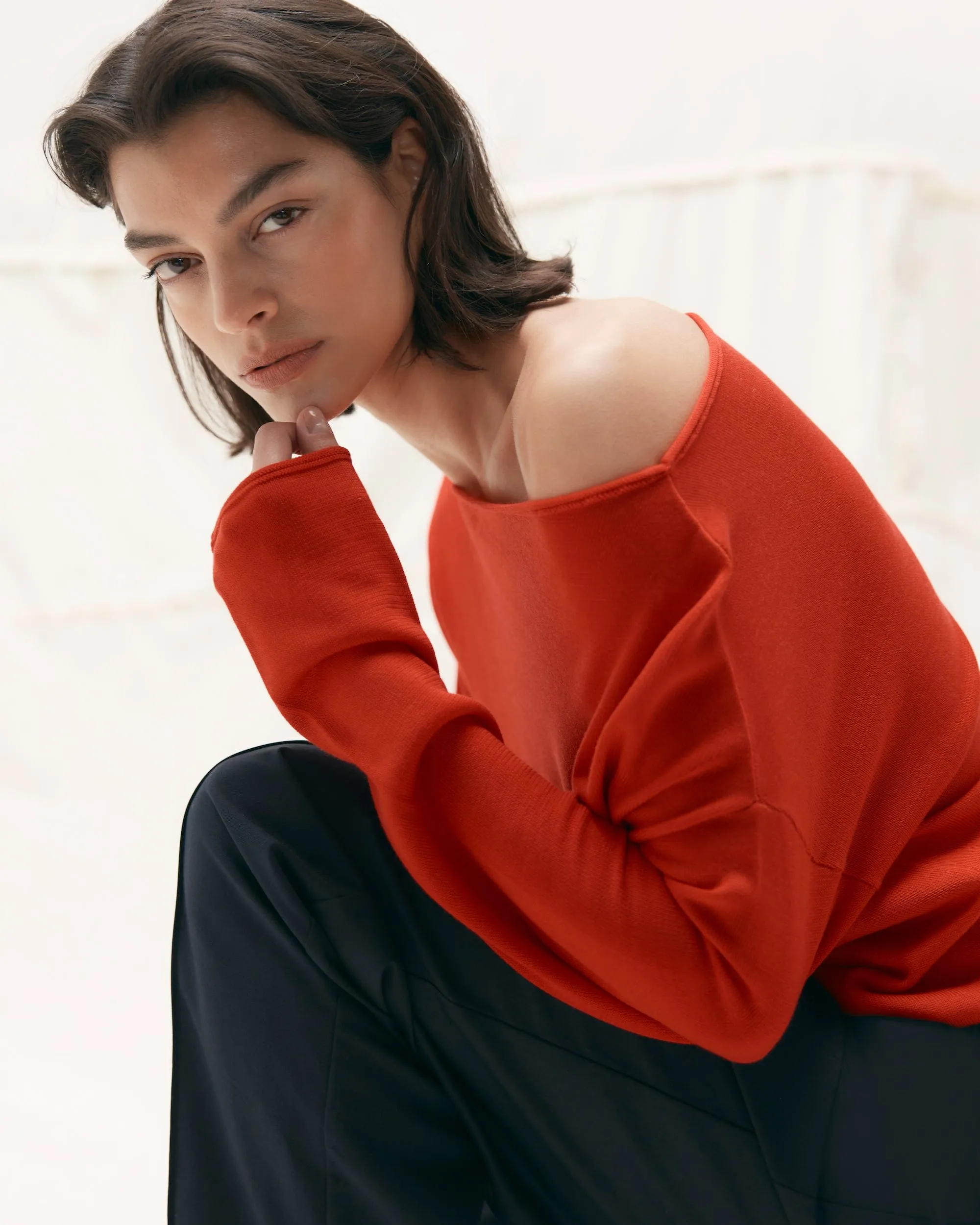 Hachi Tencel-Wool Off-Shoulder Sweater