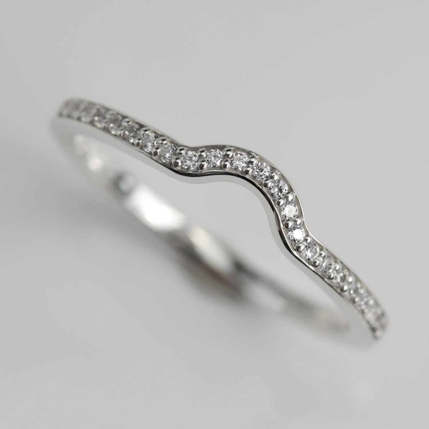 Half Circle Pave Half Eternity Contour Band