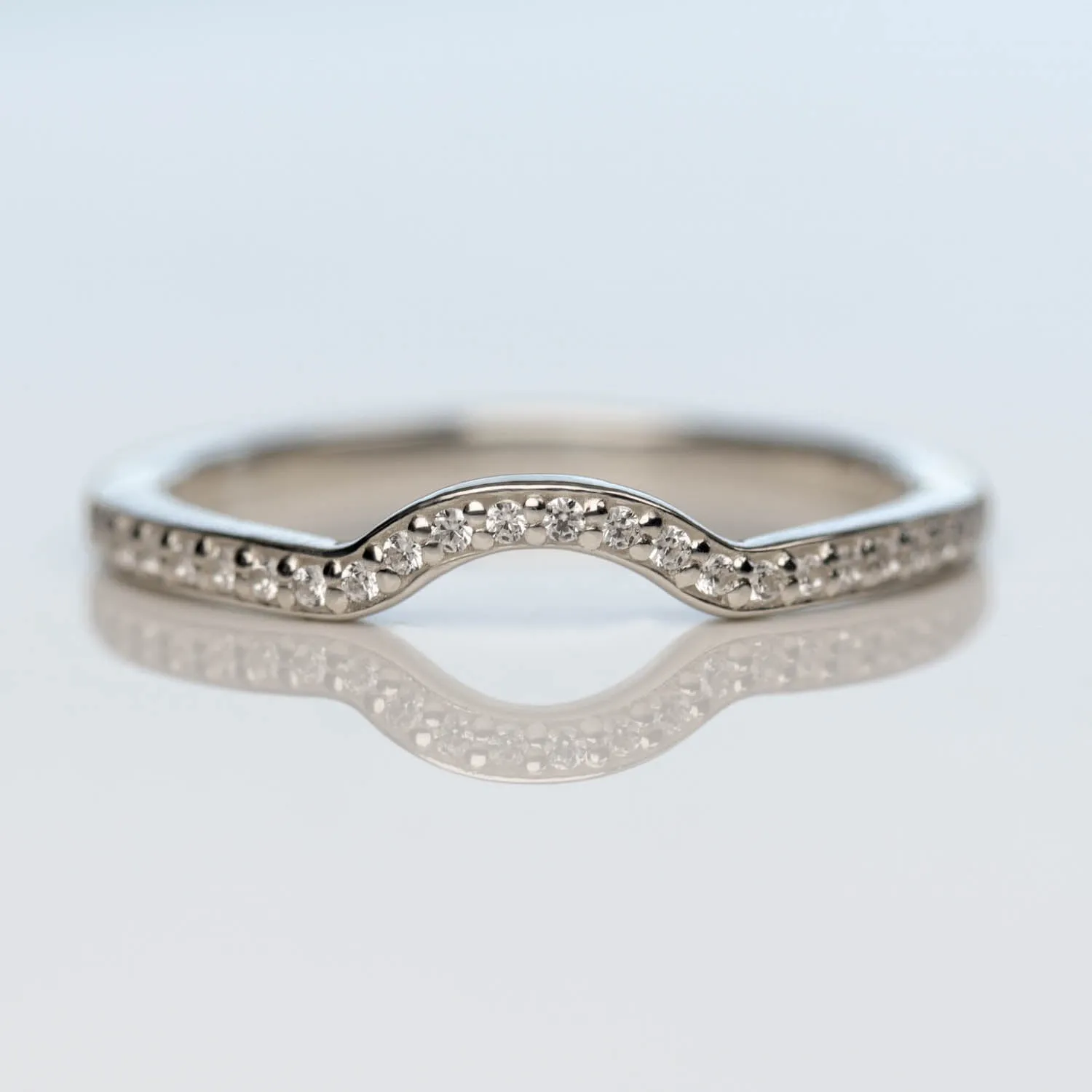 Half Circle Pave Half Eternity Contour Band