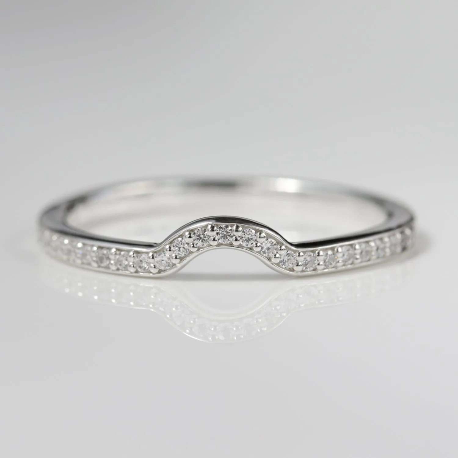 Half Circle Pave Half Eternity Contour Band