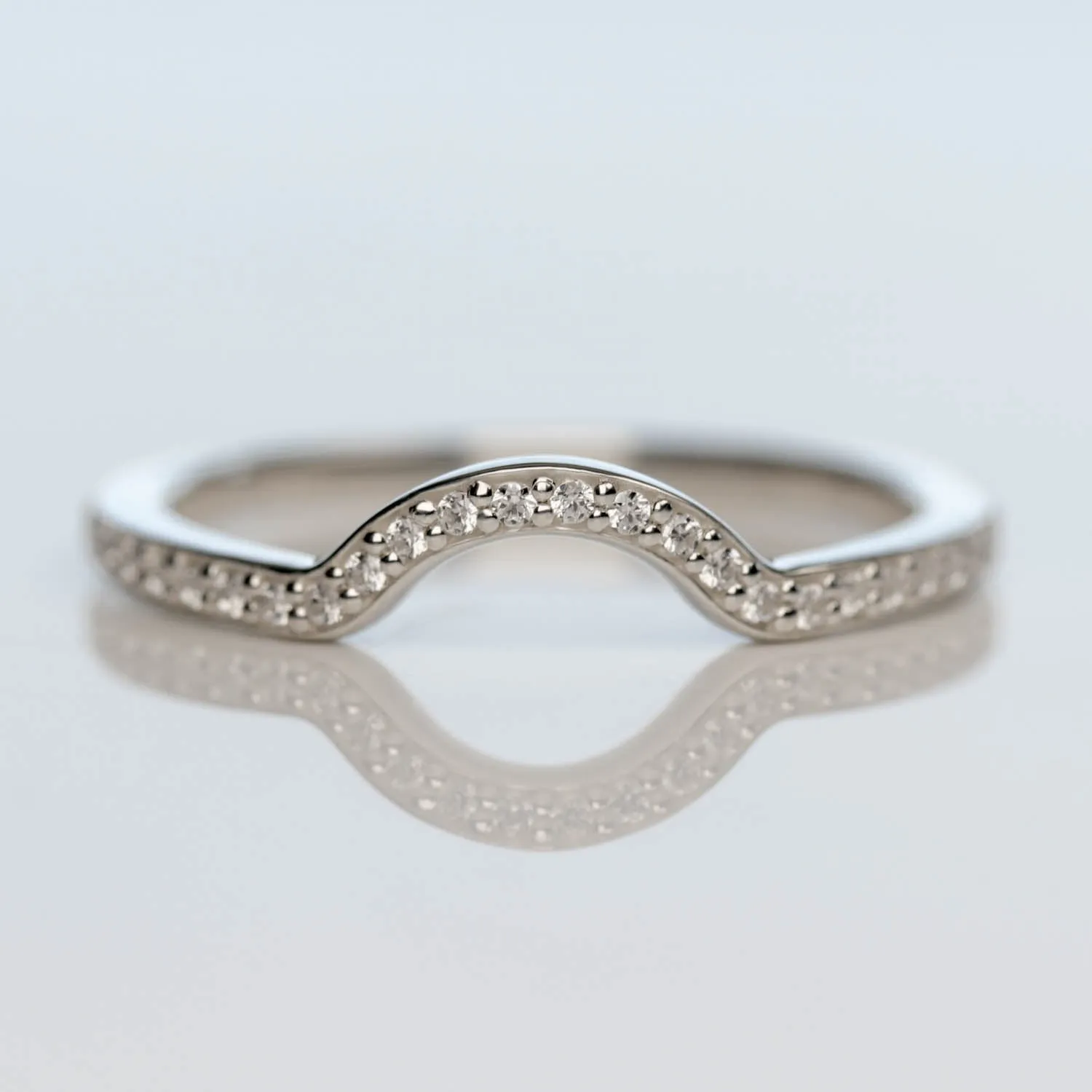 Half Circle Pave Half Eternity Contour Band