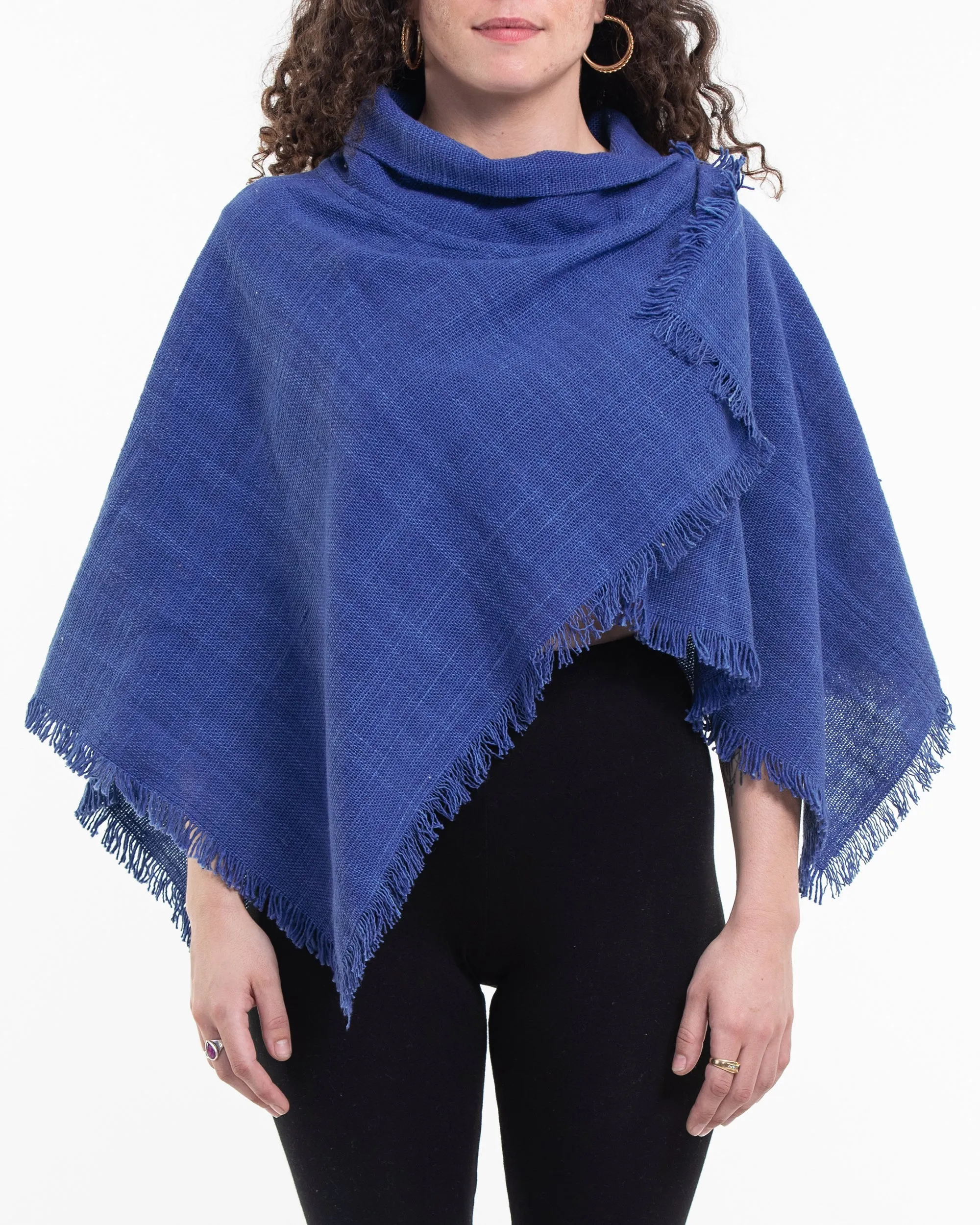 Hand Woven Cotton Shawl Scarf in Indigo