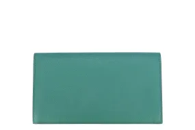 Hermes Citizen Twill Long Wallet (Stamp A) Vert Vertigo Evelyne Color Leather, with Box