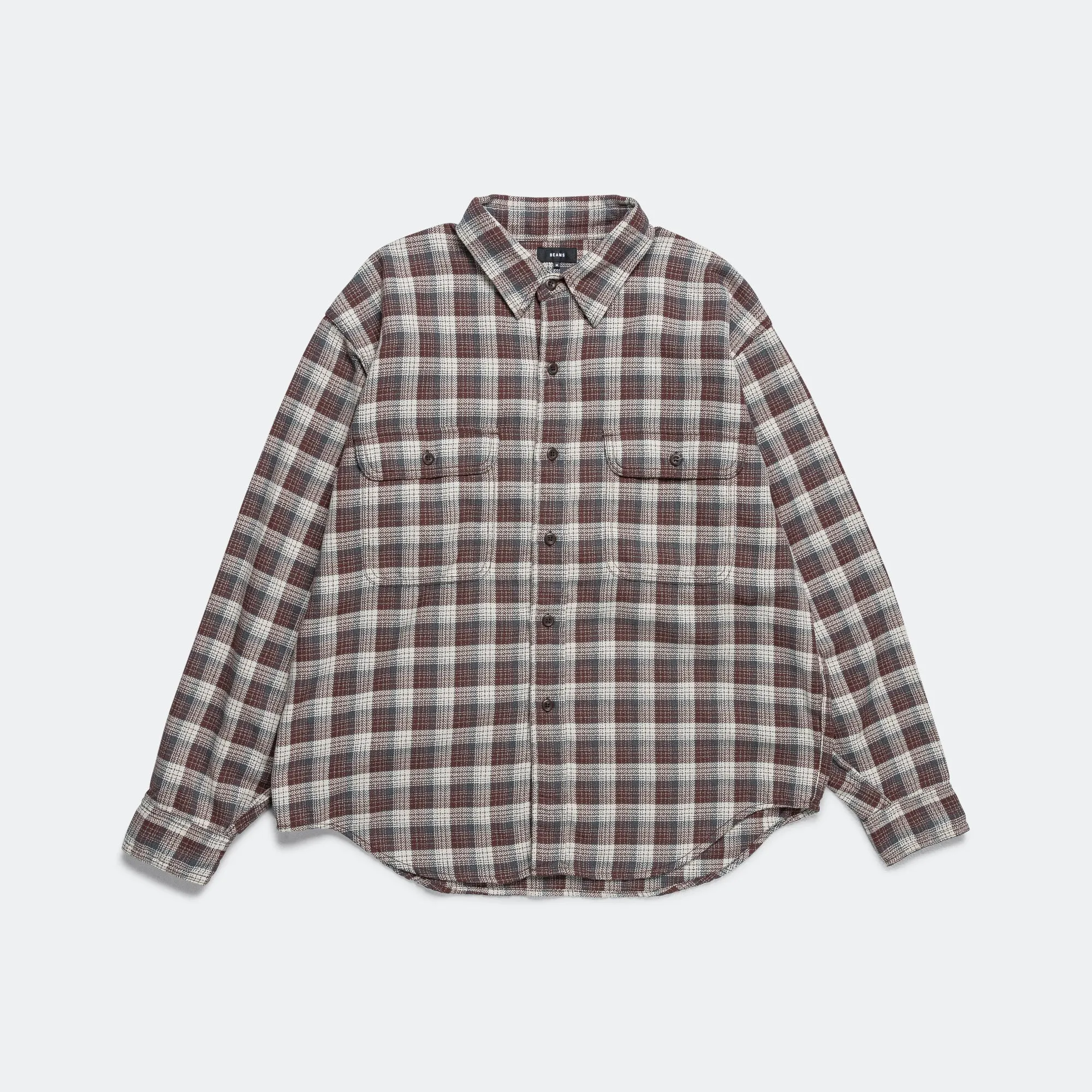 Herringbone Twill Check Work Shirt - Brown