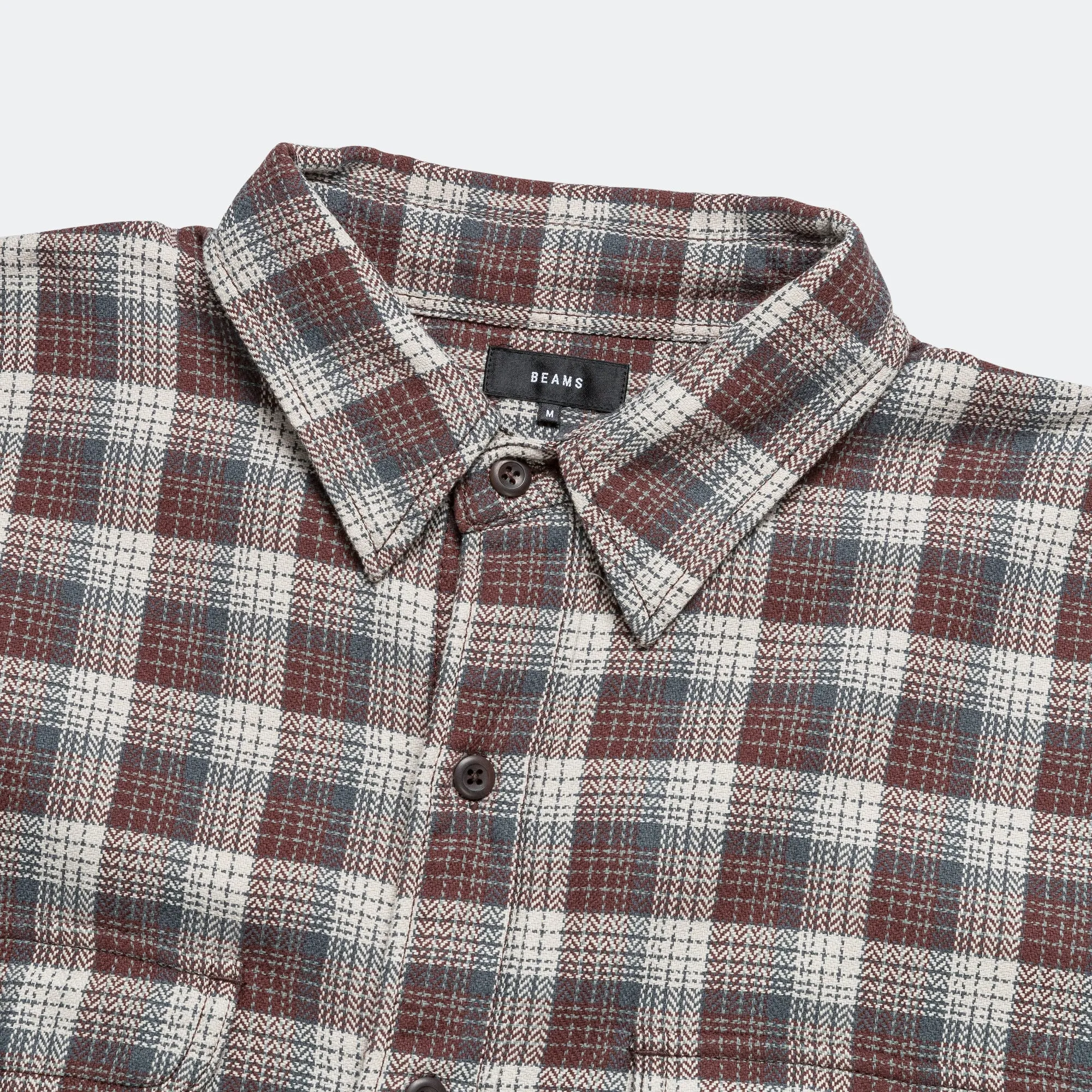 Herringbone Twill Check Work Shirt - Brown