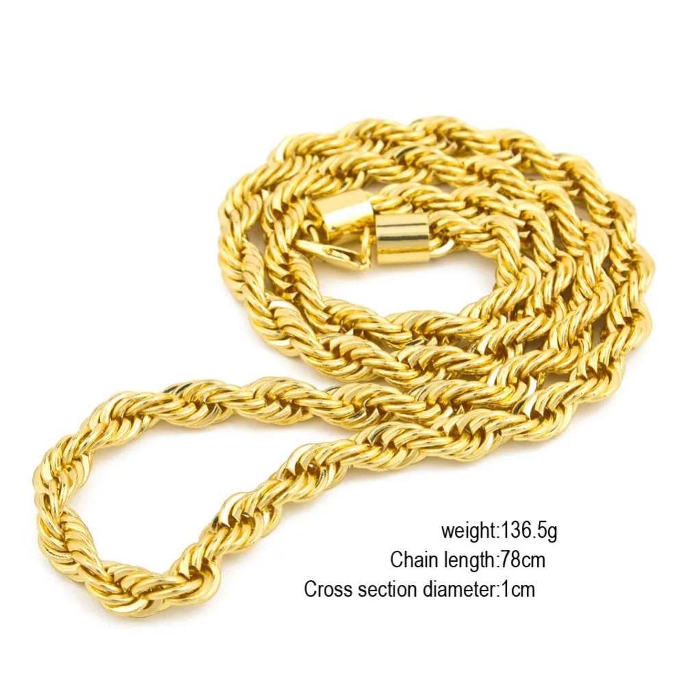 Hip Hop Jewelry Sets- 10mm Rope Chain Long Necklace