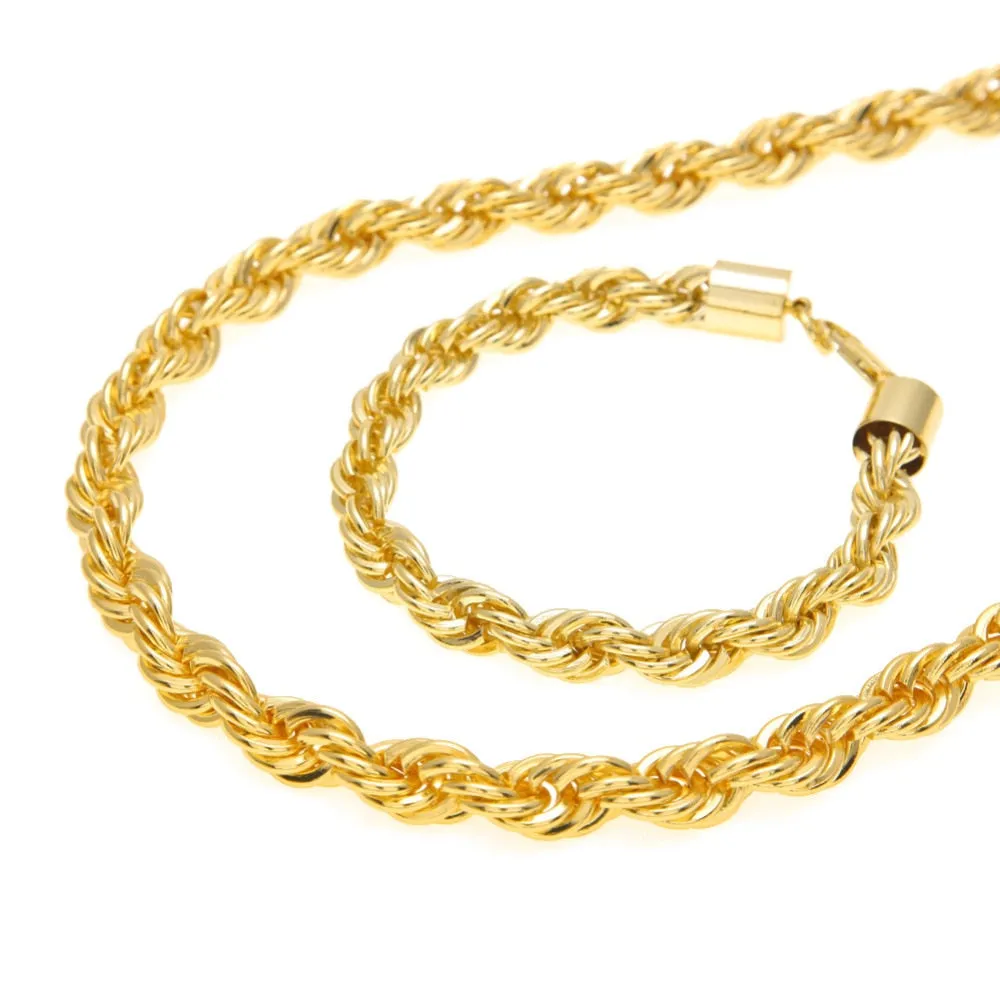 Hip Hop Jewelry Sets- 10mm Rope Chain Long Necklace