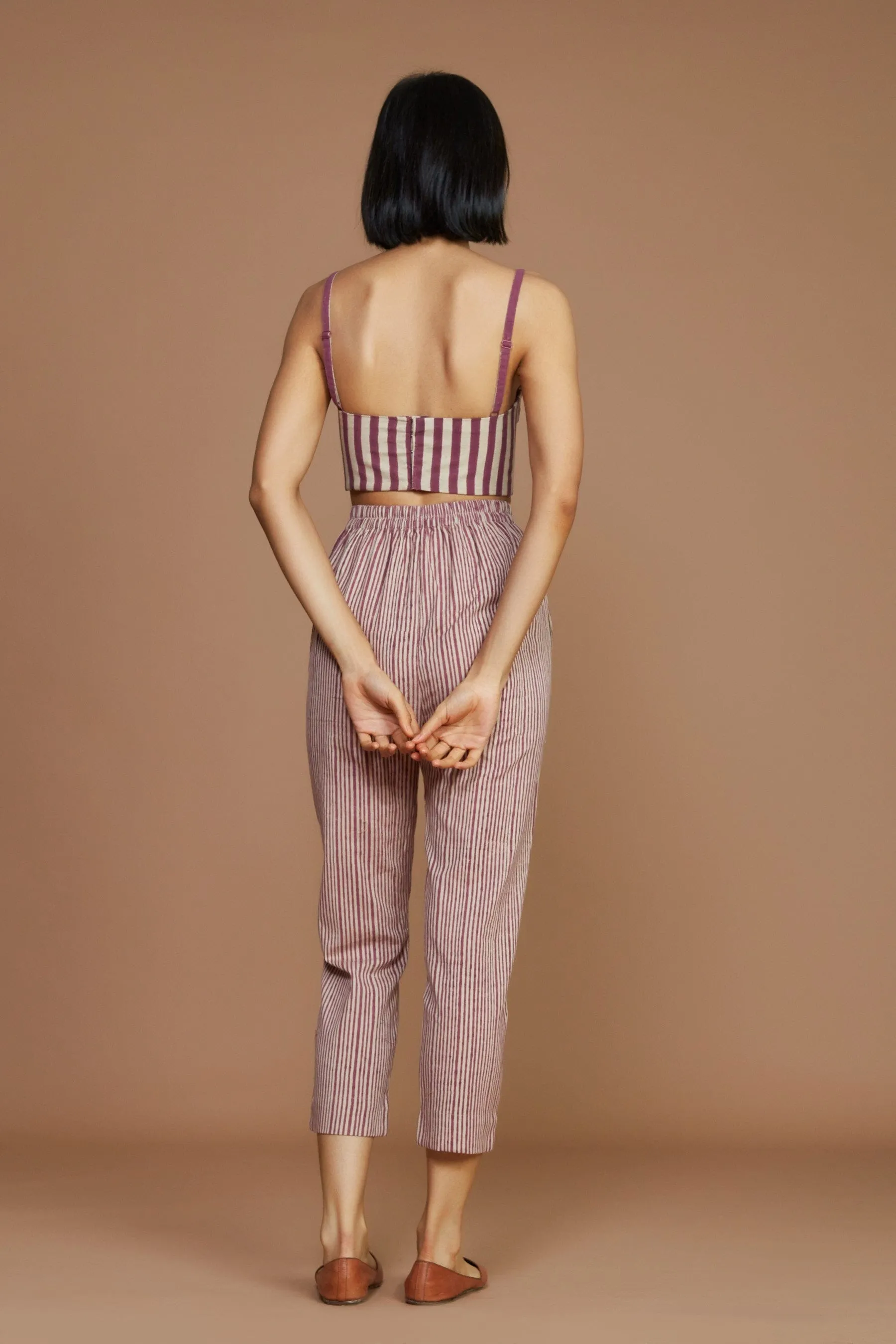 Ivory with Mauve Striped Corset (Ready to Ship)