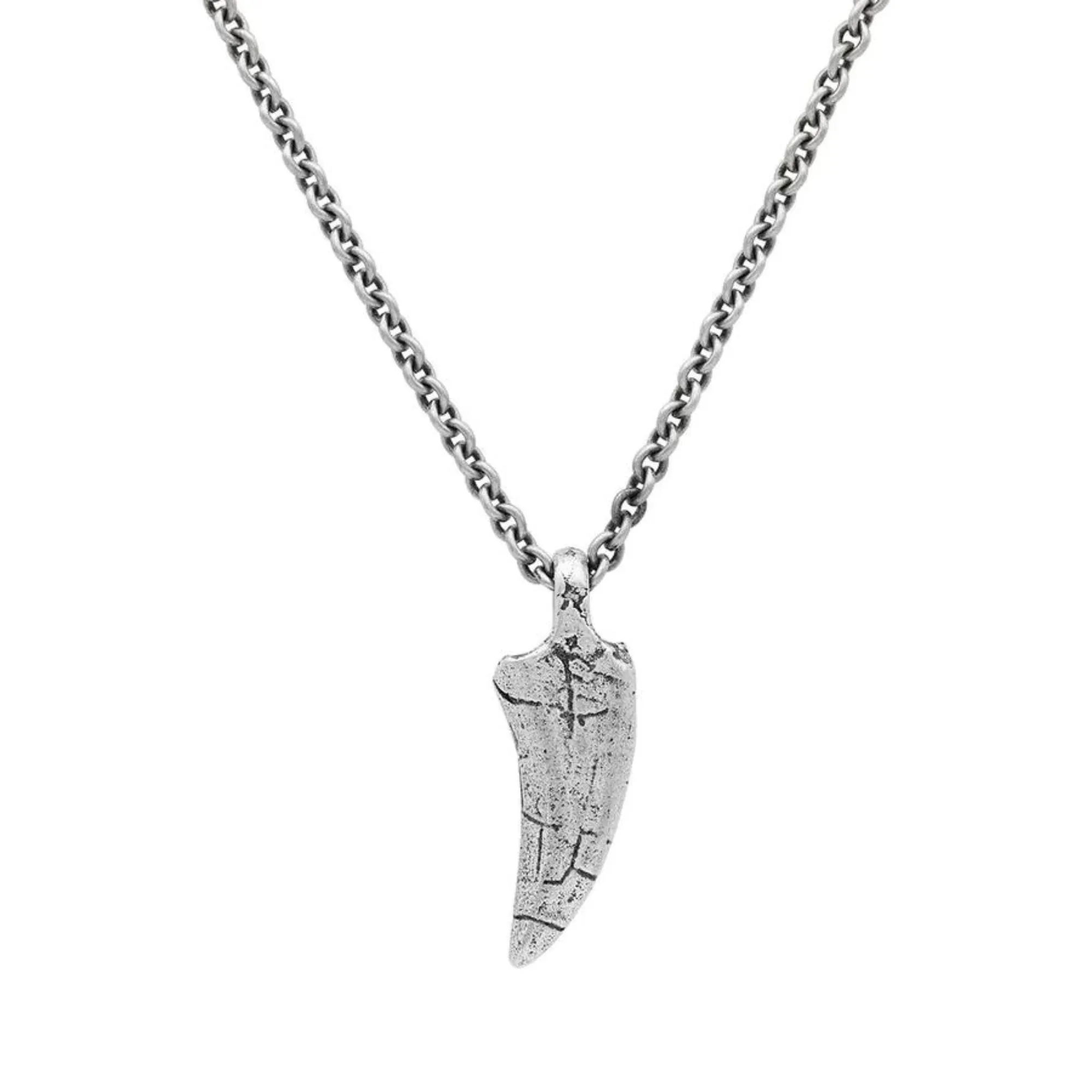 JOHN VARVATOS MEN'S STERLING SILVER T-REX TOOTH PENDANT NECKLACE