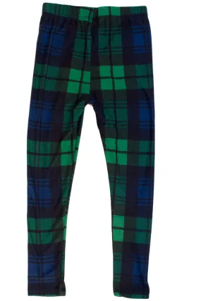 Kid's colorful Green Black Plaid Pattern Printed Leggings