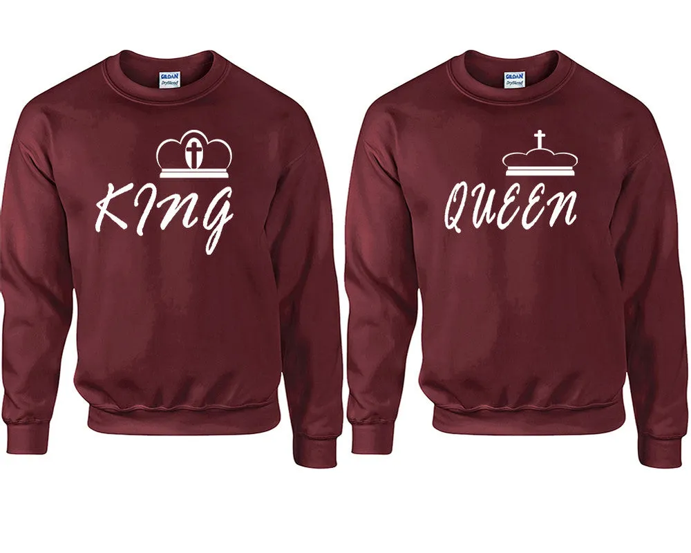 King Queen Couple Matching Crew Neck Sweaters