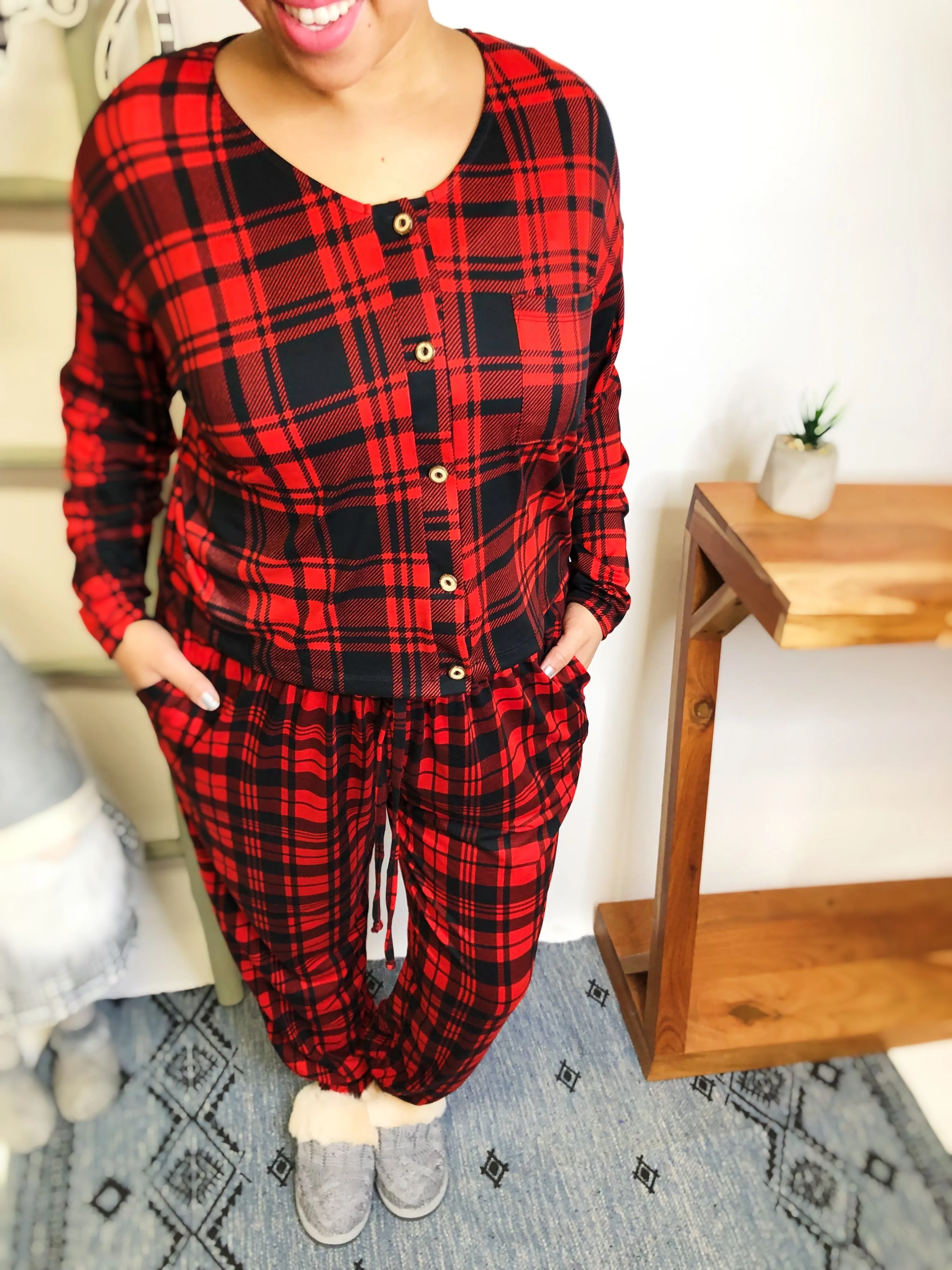 #L522 The Perfect Plaid Match Set (Red/Black)