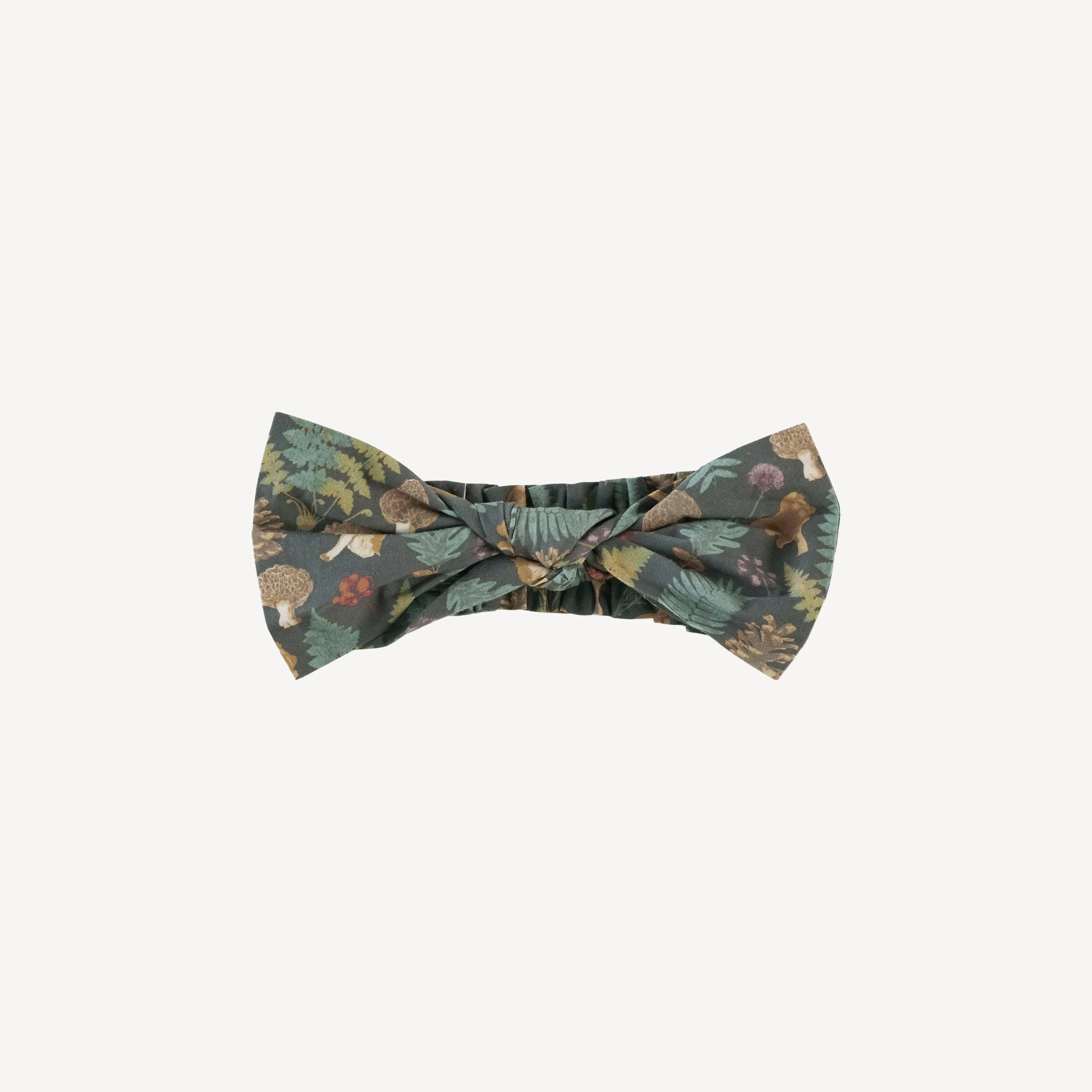 large bow elastic headband | black autumn botanical | organic cotton mid-weight woven