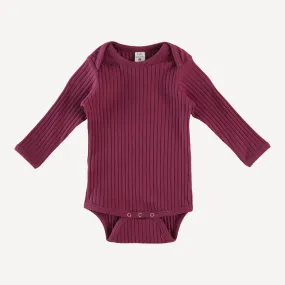 long sleeve lap neck bodysuit | ruby wine | organic cotton wide rib