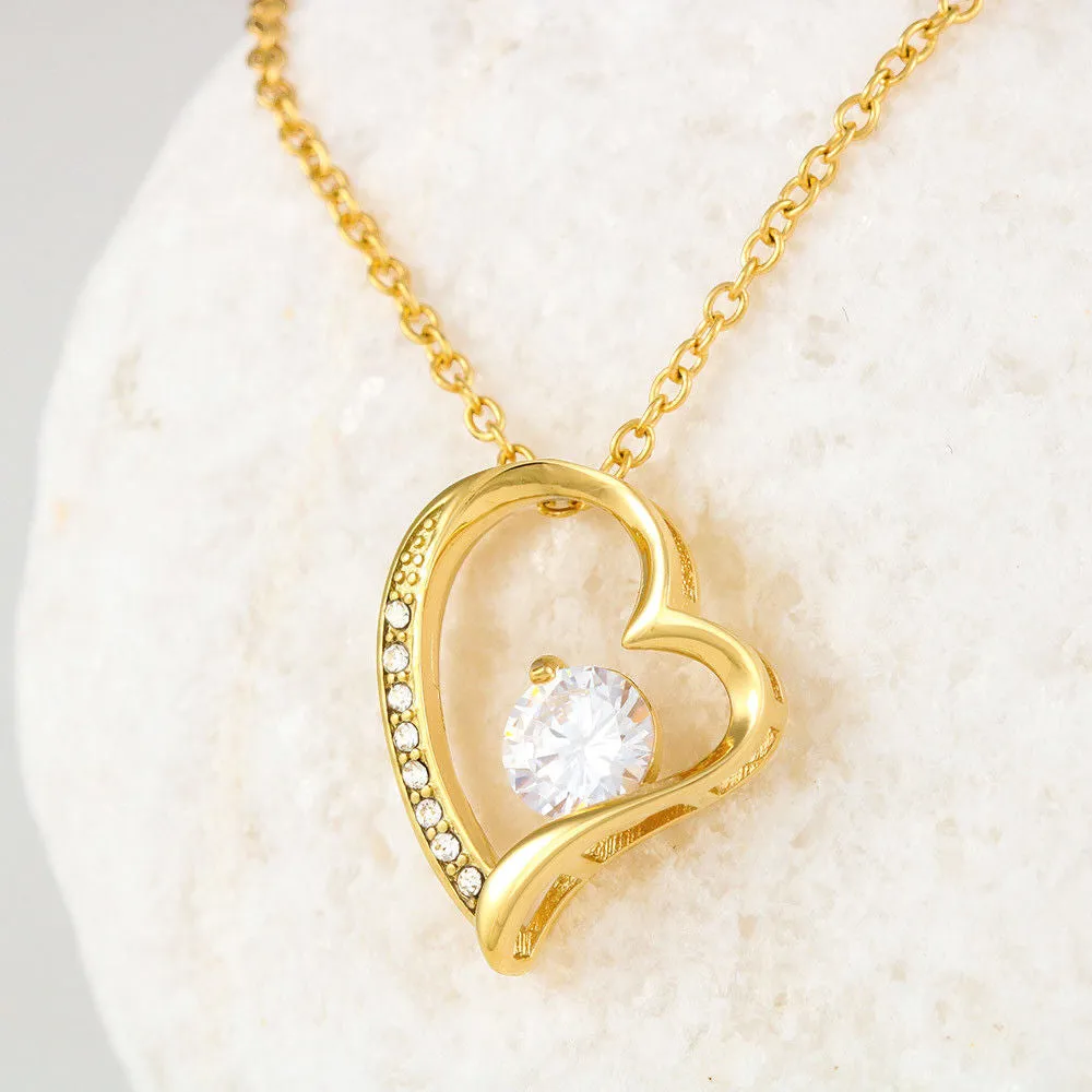 LOVE Forever Heart Necklace Including Mom To Daughter "Forever" Message Card