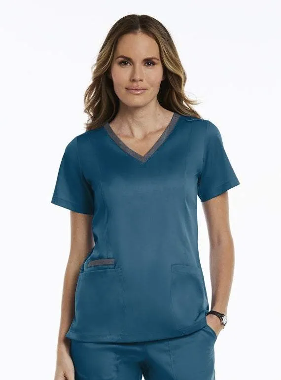 Matrix Everyday  Women's Contrast Double V-Neck Scrub Top 3502