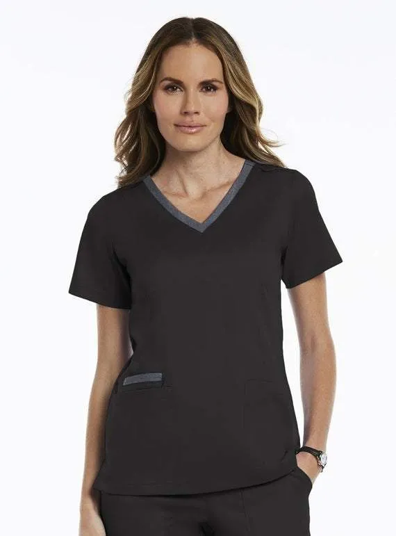 Matrix Everyday  Women's Contrast Double V-Neck Scrub Top 3502