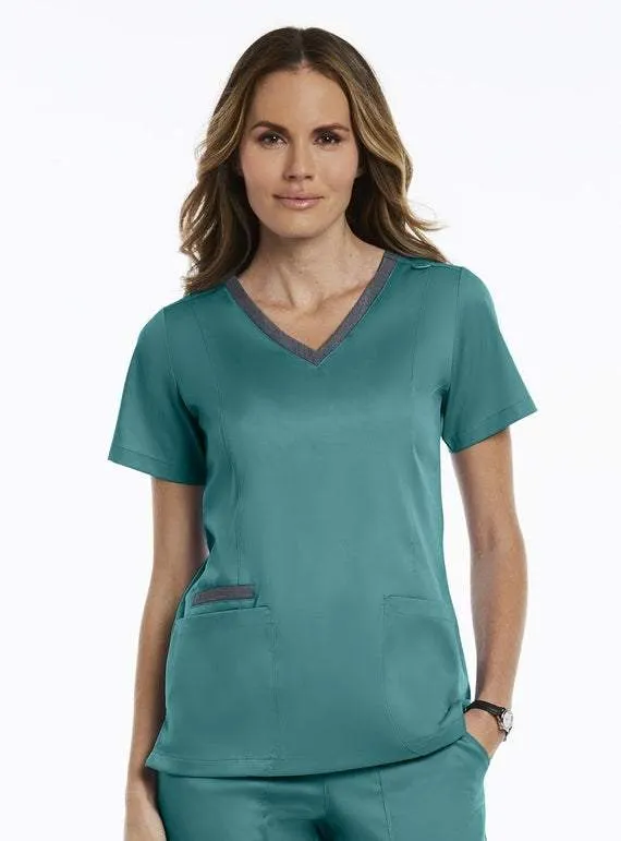 Matrix Everyday  Women's Contrast Double V-Neck Scrub Top 3502