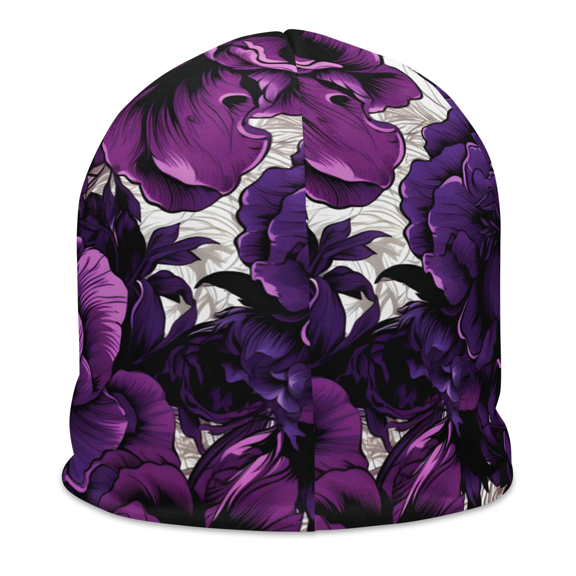 Men's Mile After Mile - Purple Flowers 001 Beanie