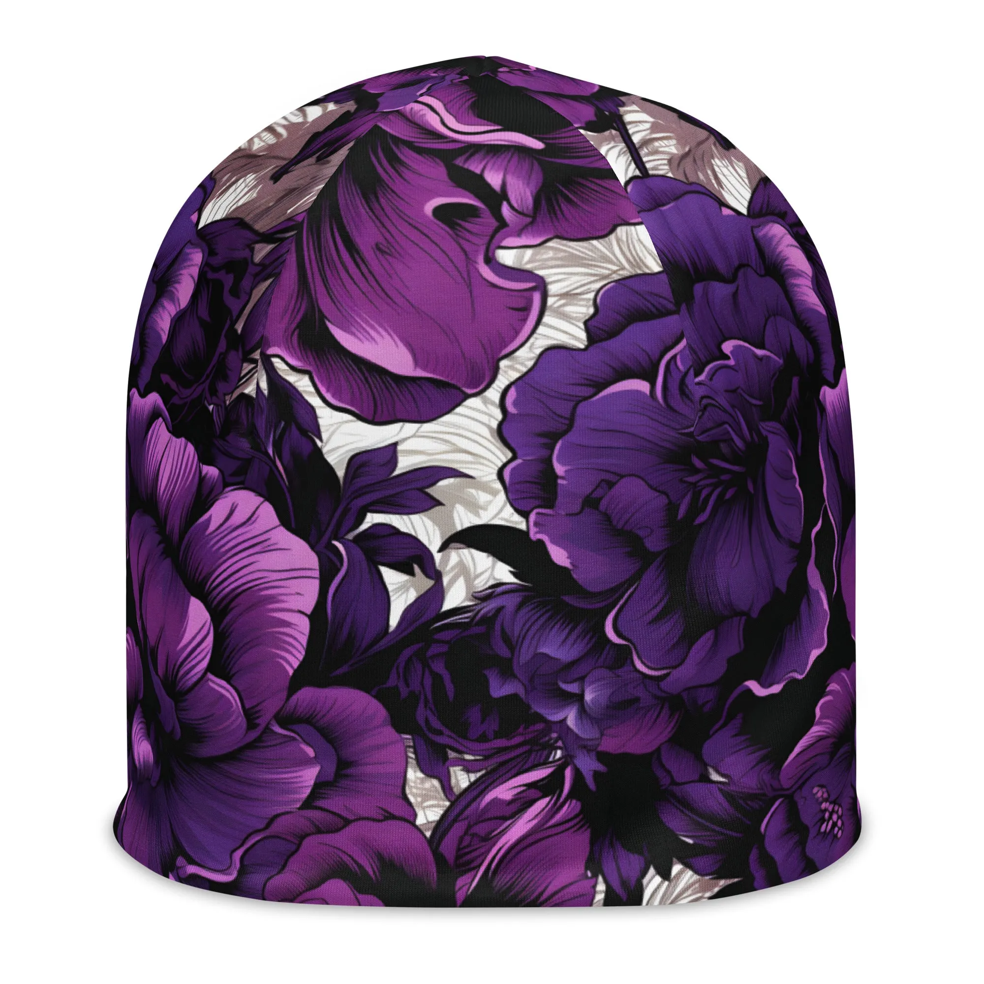 Men's Mile After Mile - Purple Flowers 001 Beanie