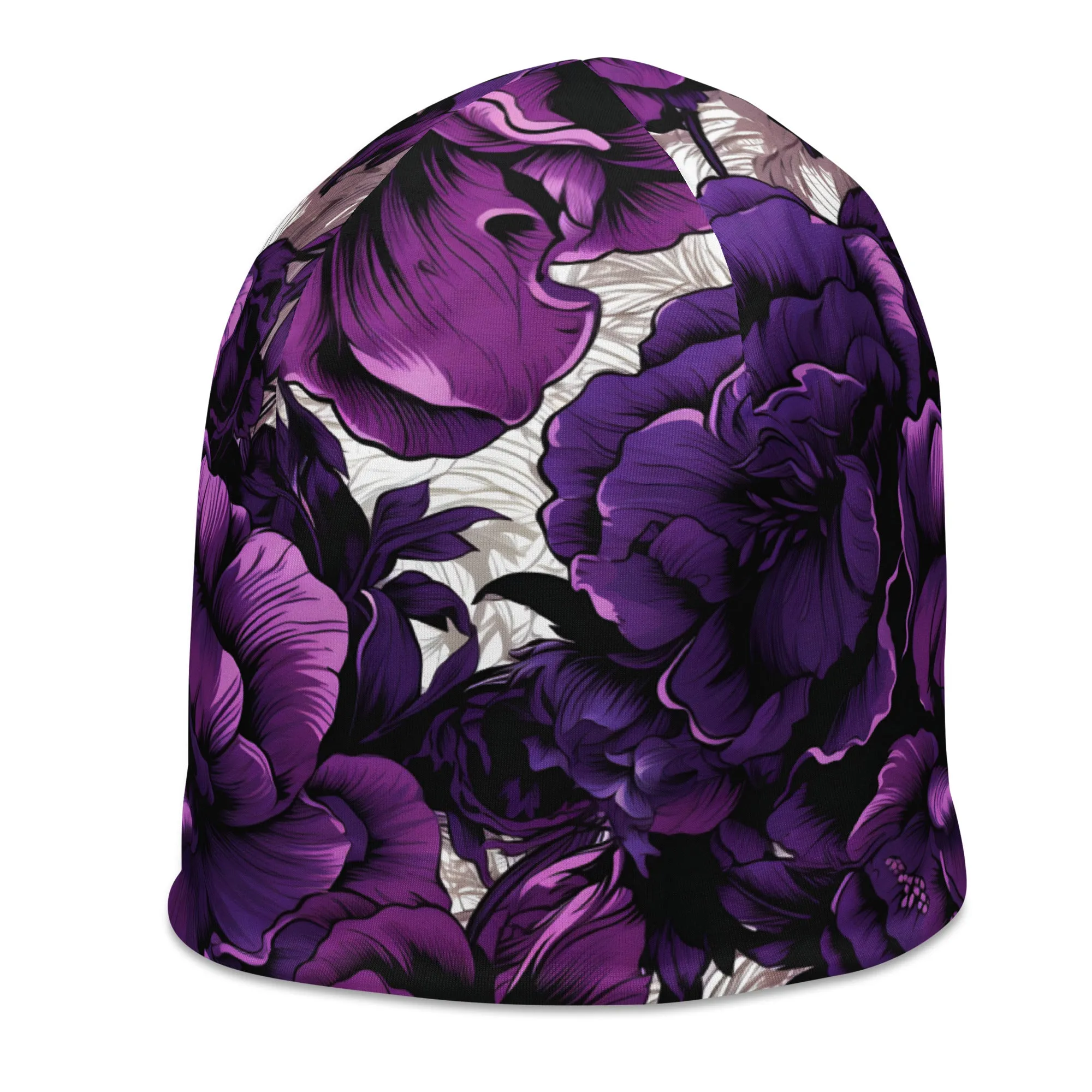 Men's Mile After Mile - Purple Flowers 001 Beanie