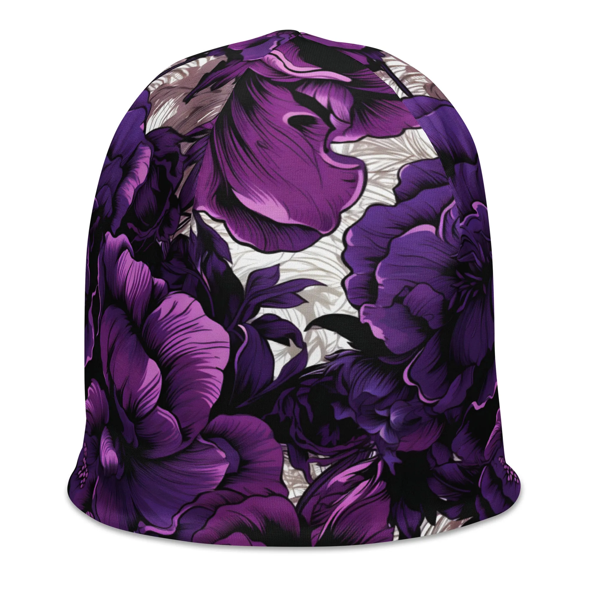 Men's Mile After Mile - Purple Flowers 001 Beanie