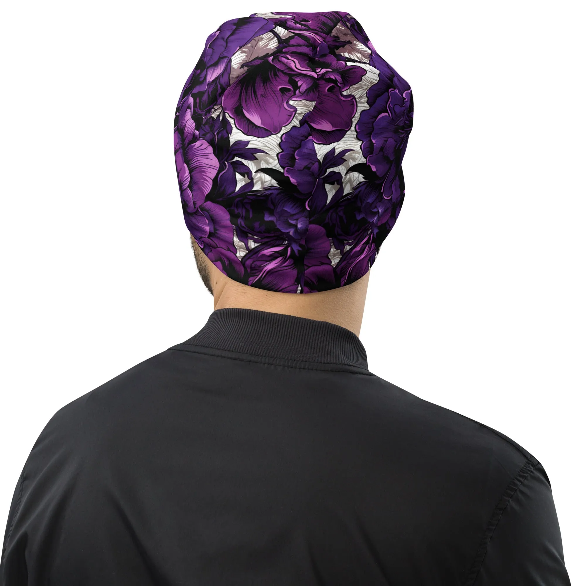 Men's Mile After Mile - Purple Flowers 001 Beanie