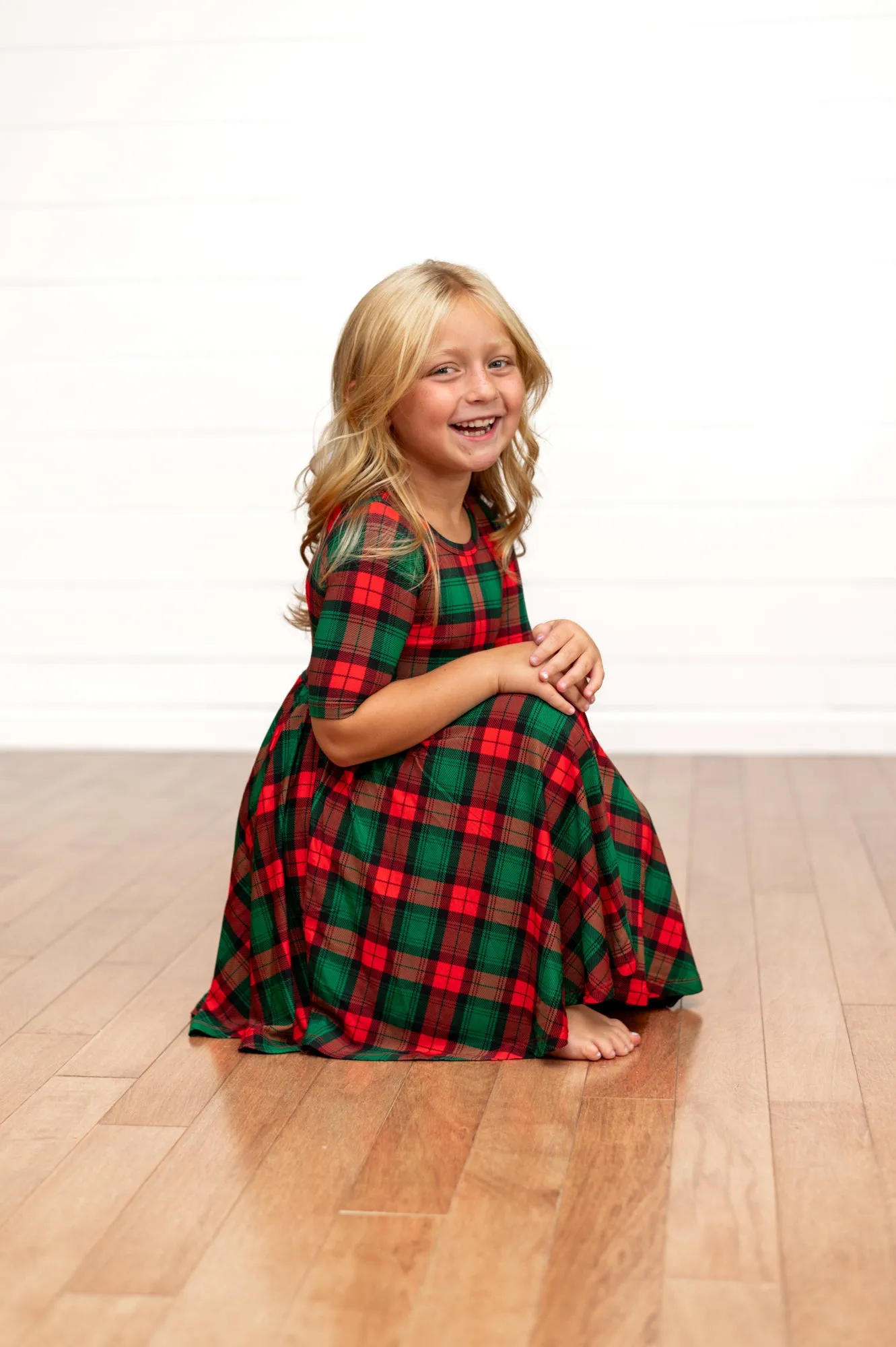 MID SLEEVE TWIRL- Classic Tartan