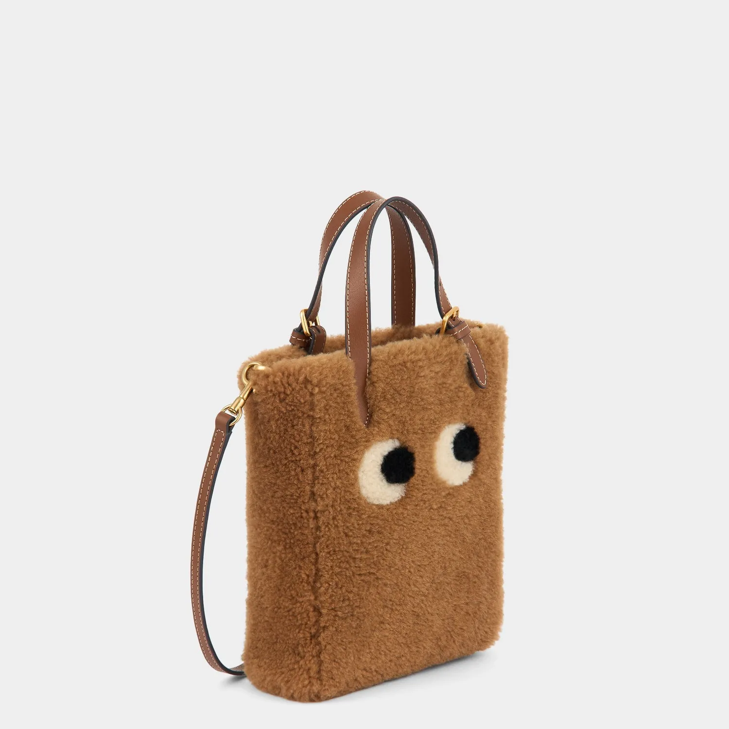 Mini N/S Eyes Shearling Cross-body Tote