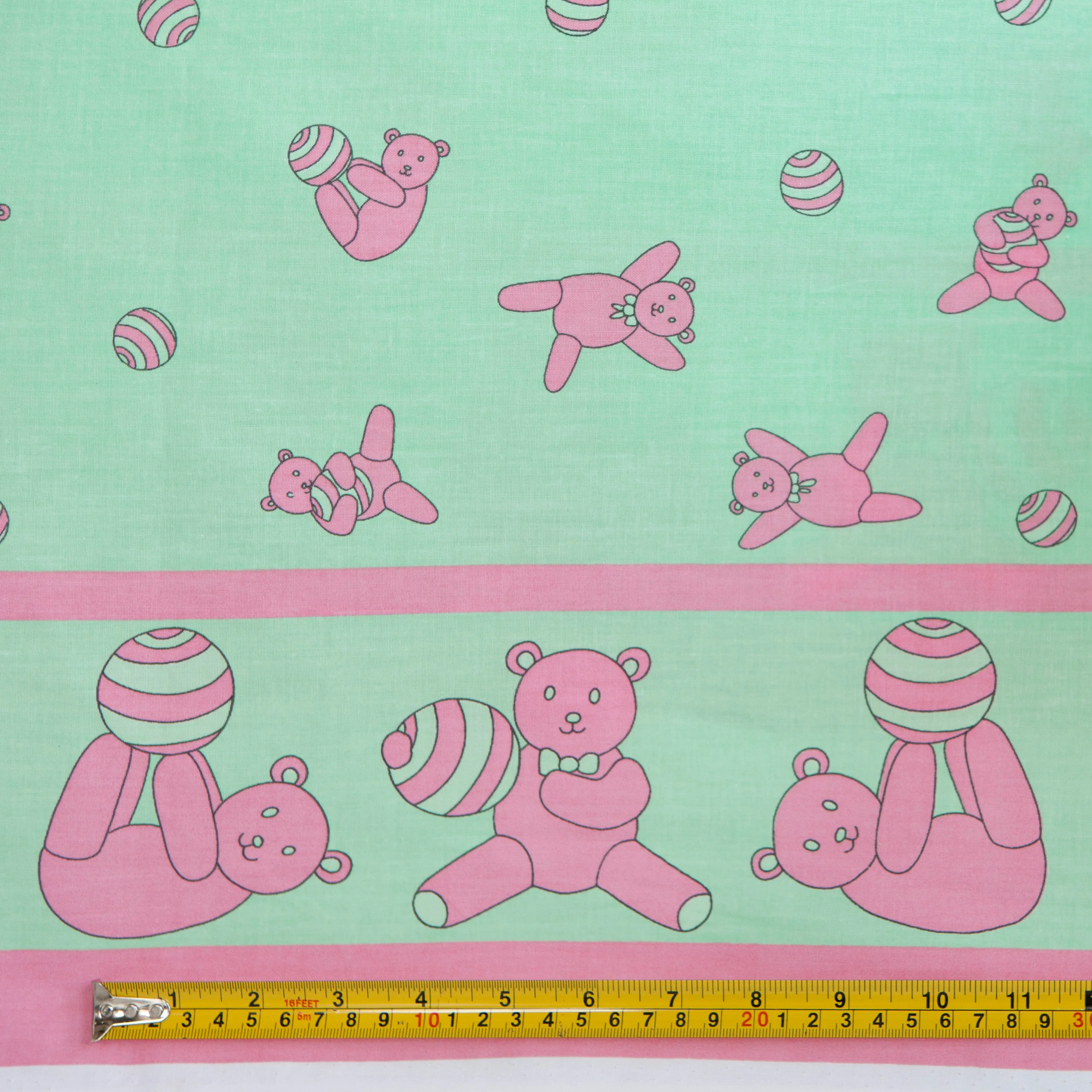 Mint Green Bear Fabric - Cotton