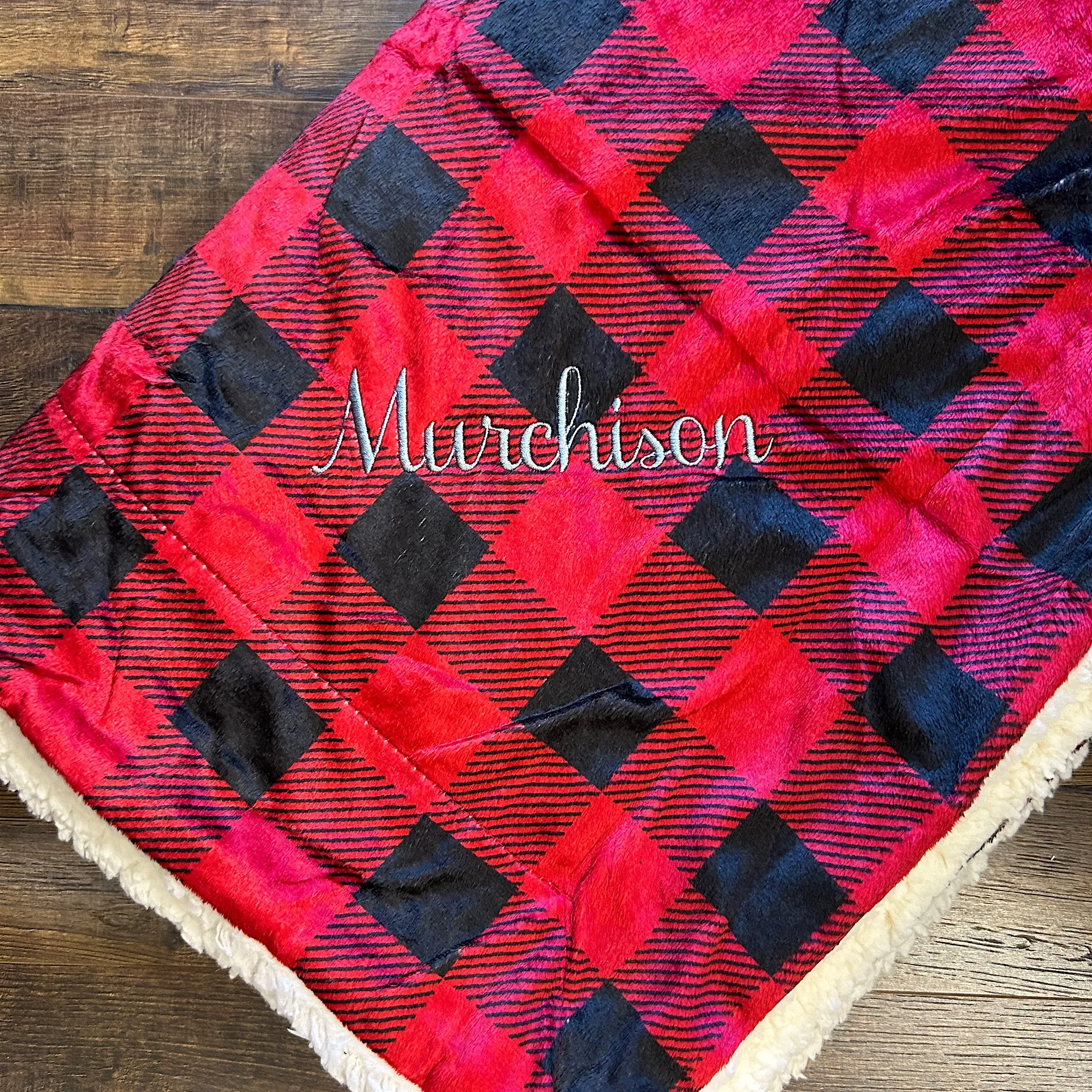 Monogrammed Mink Sherpa Blanket