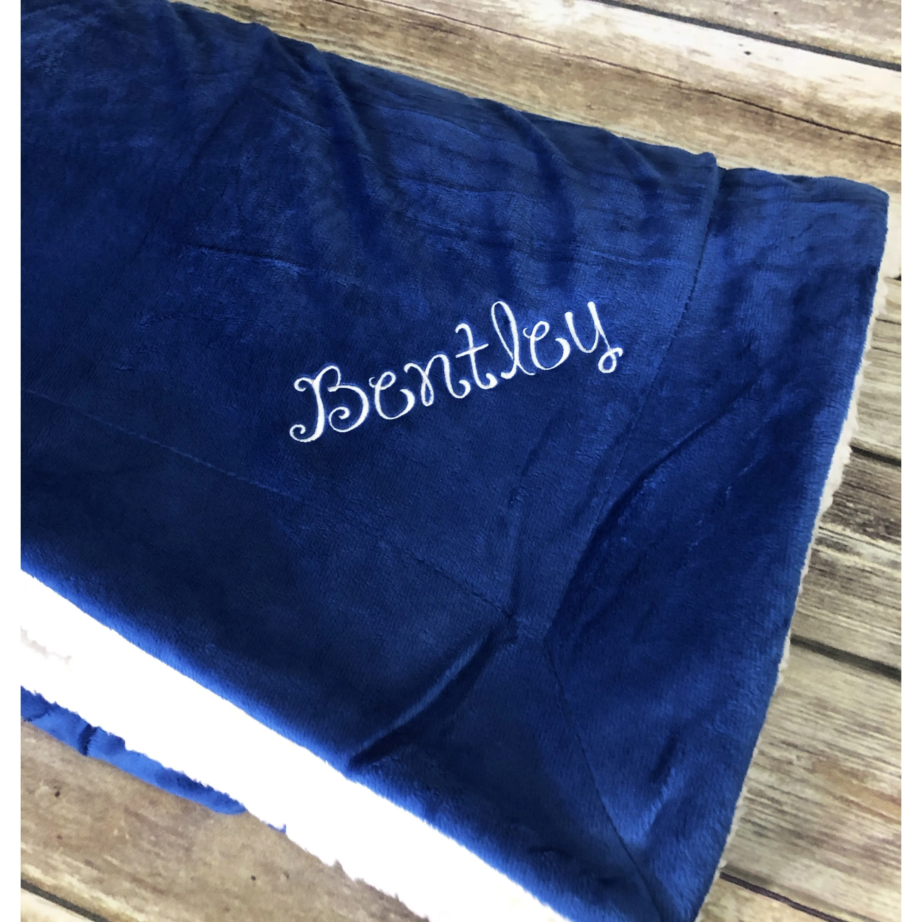 Monogrammed Mink Sherpa Blanket