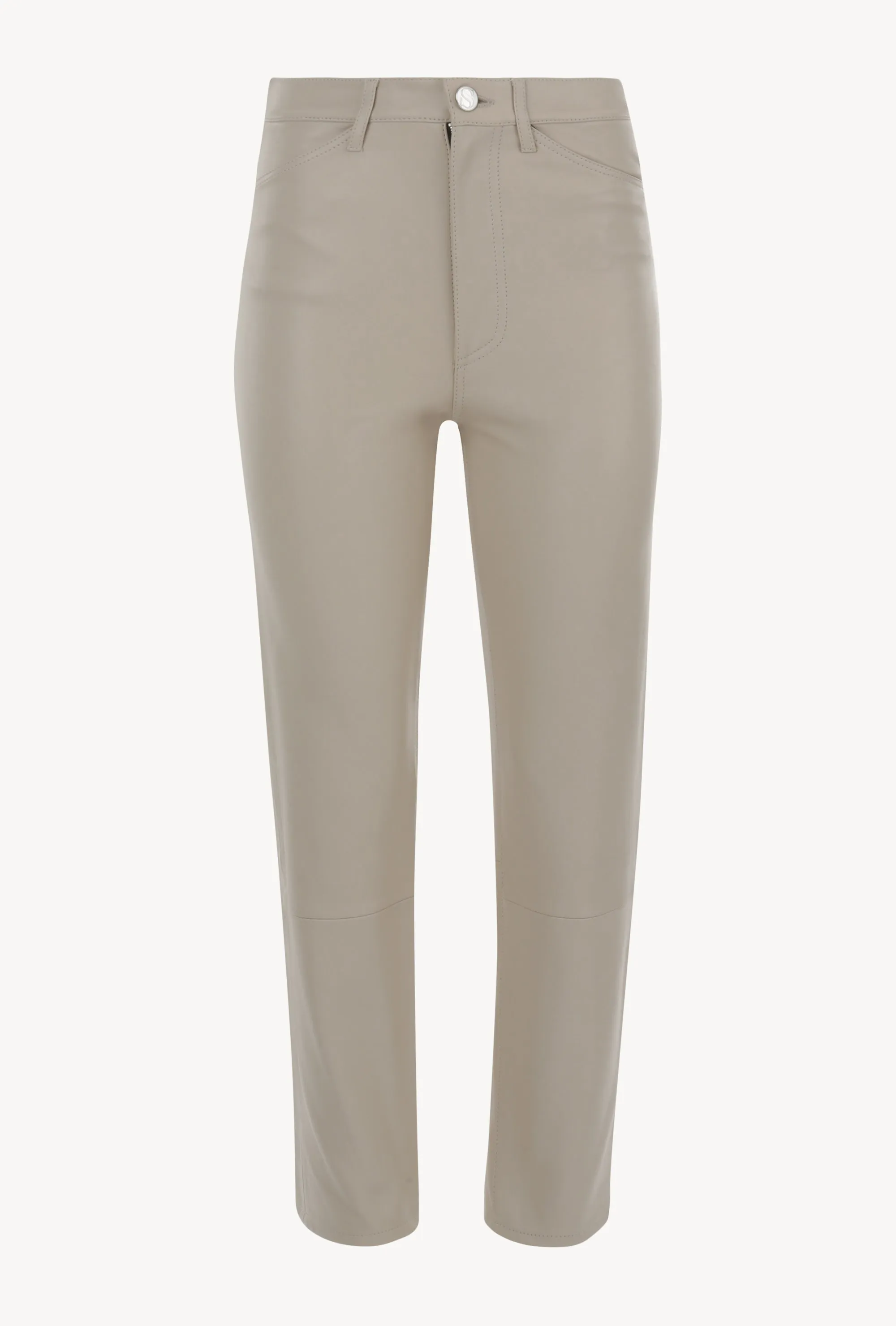 Off White Leather 5 Pocket Straight Leg Pants