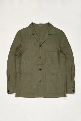 P. Johnson Forest Green Linen Shirt Jacket