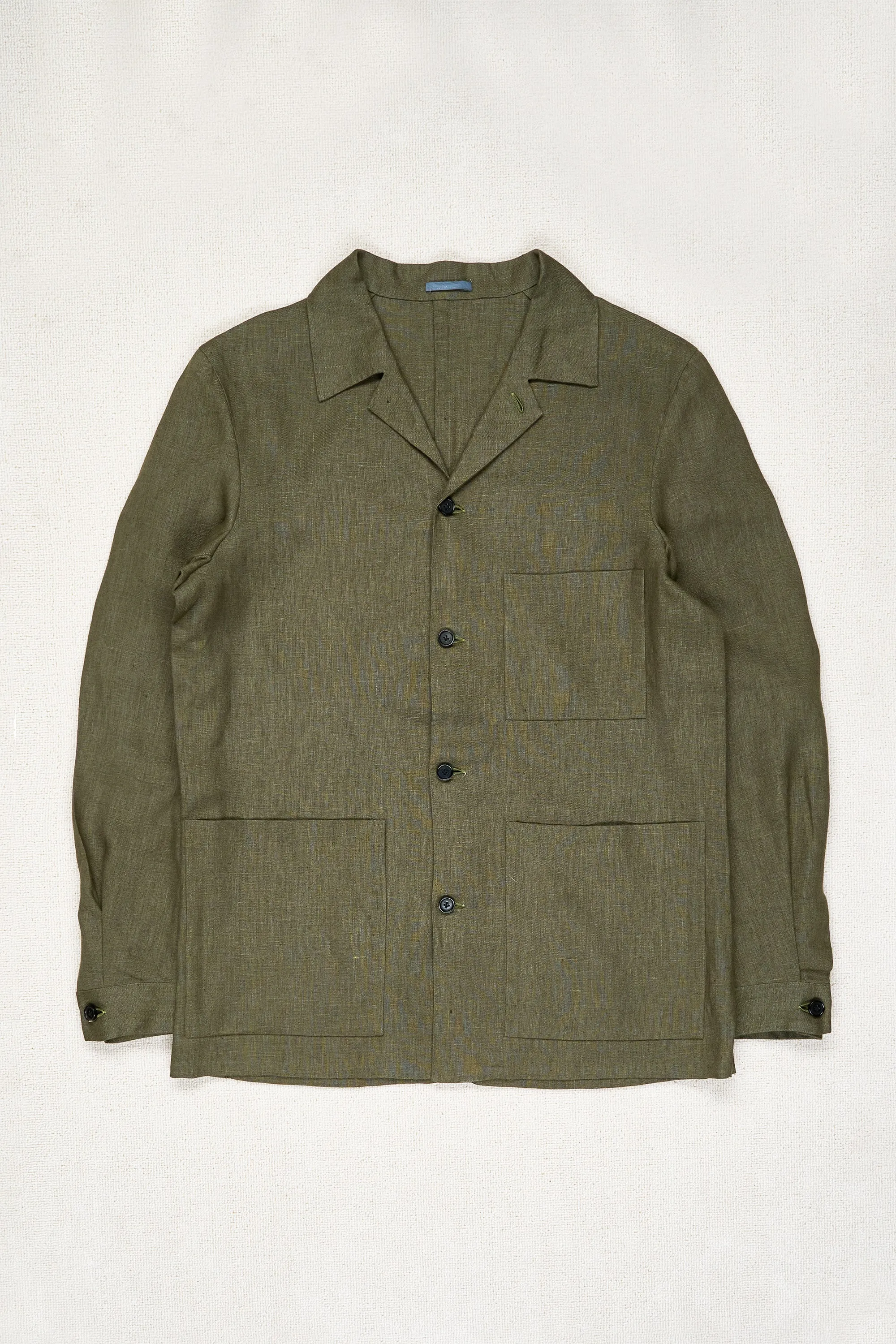 P. Johnson Forest Green Linen Shirt Jacket