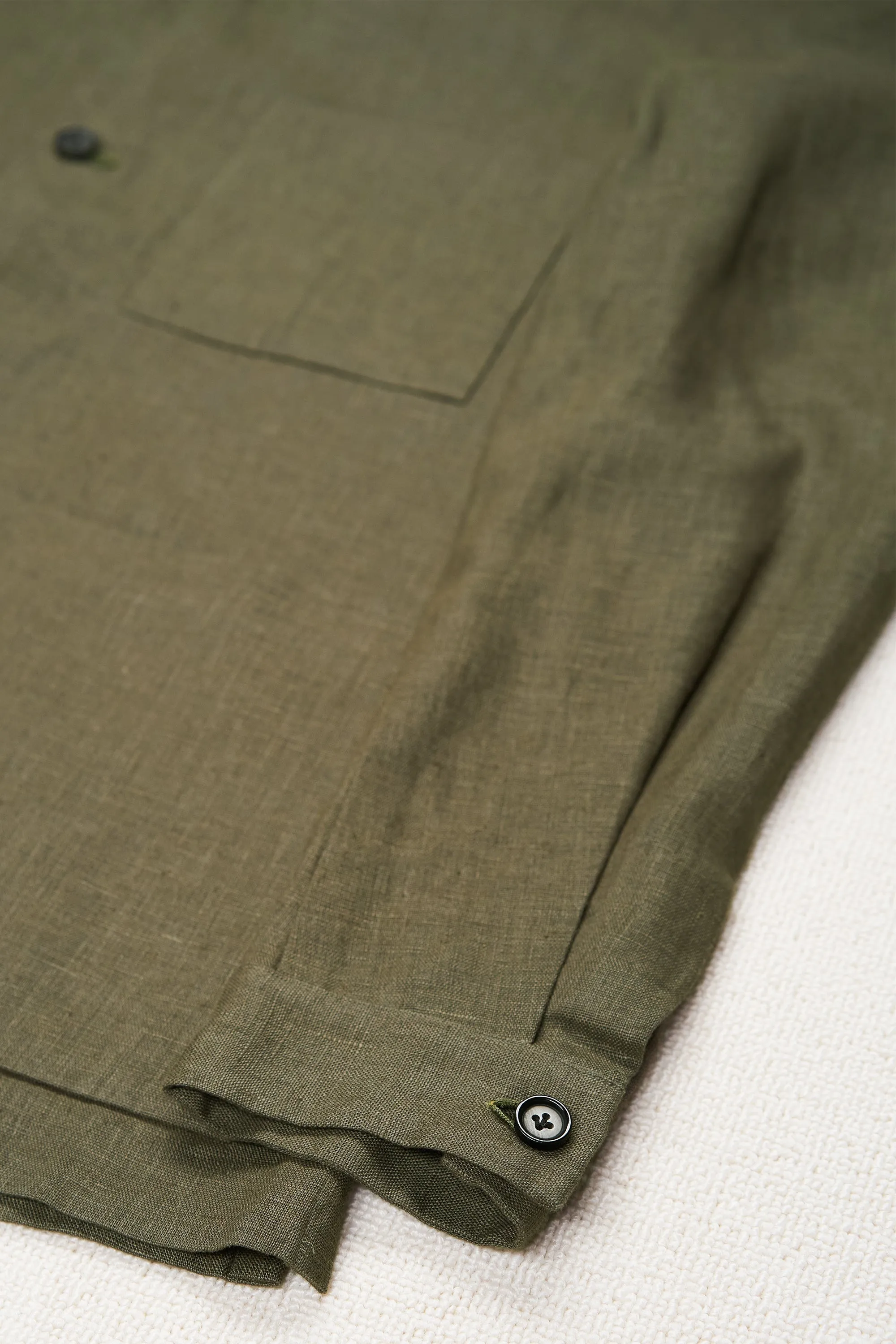 P. Johnson Forest Green Linen Shirt Jacket